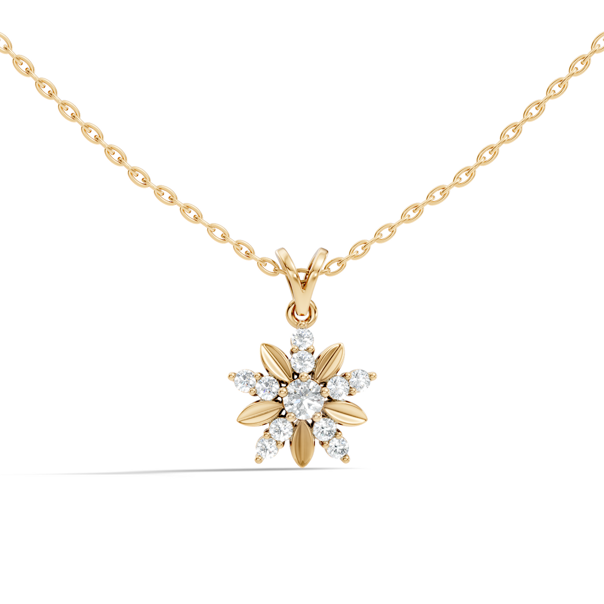 Gold Floral Cluster Round Lab Grown Diamond Orlix Pendant
