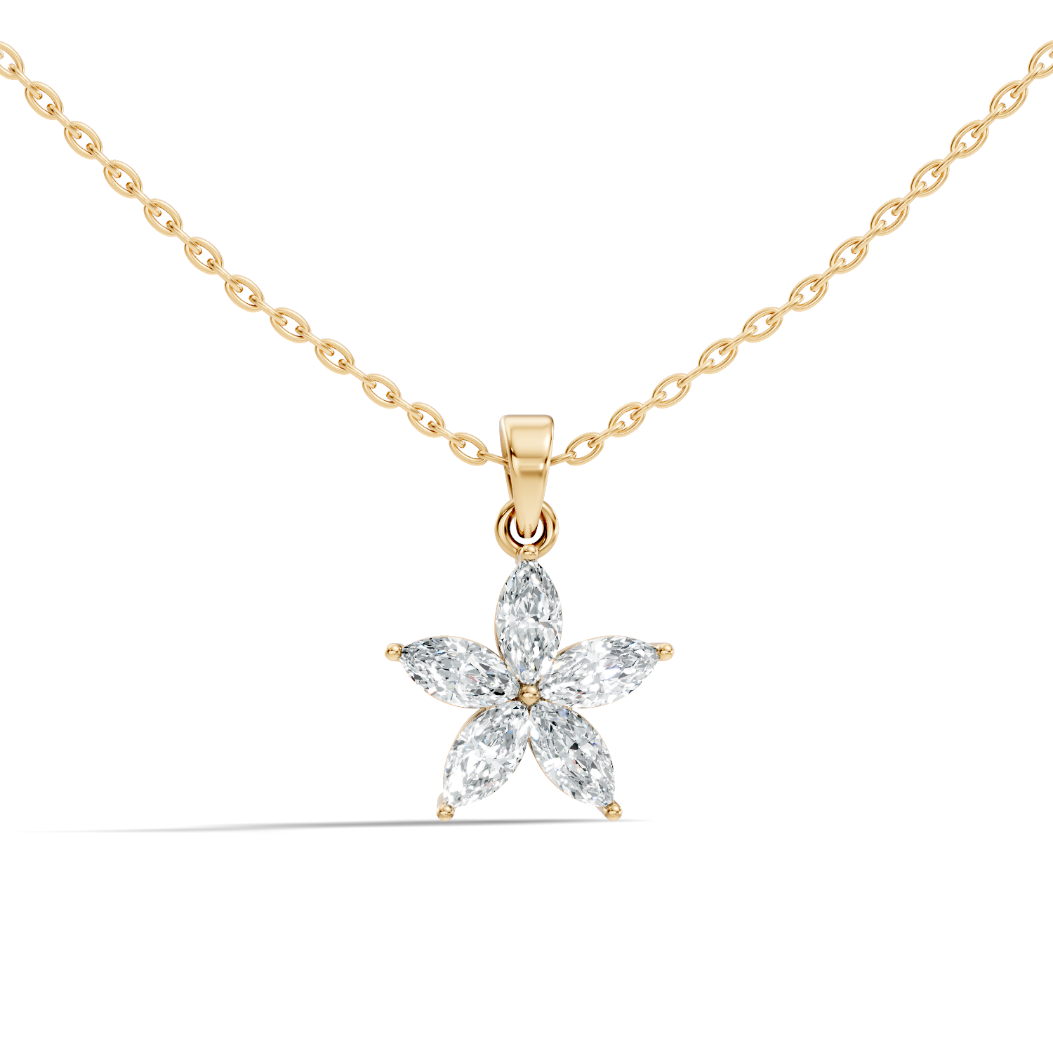 Gold Floral Marquise Lab Grown Diamond Zivon Pendant