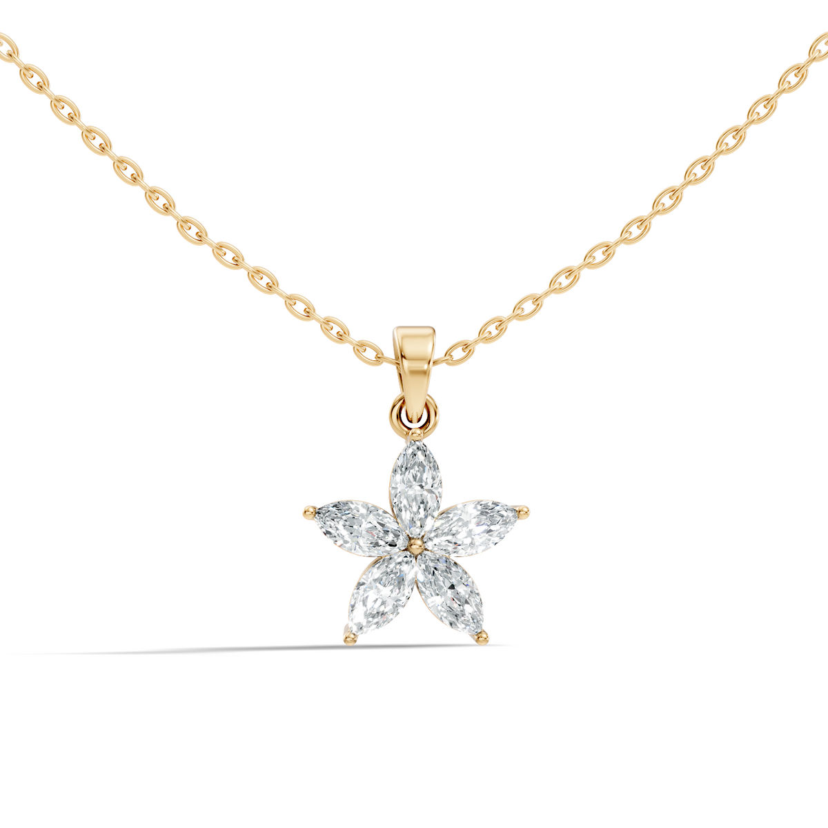 Gold Floral Marquise Lab Grown Diamond Zivon Pendant