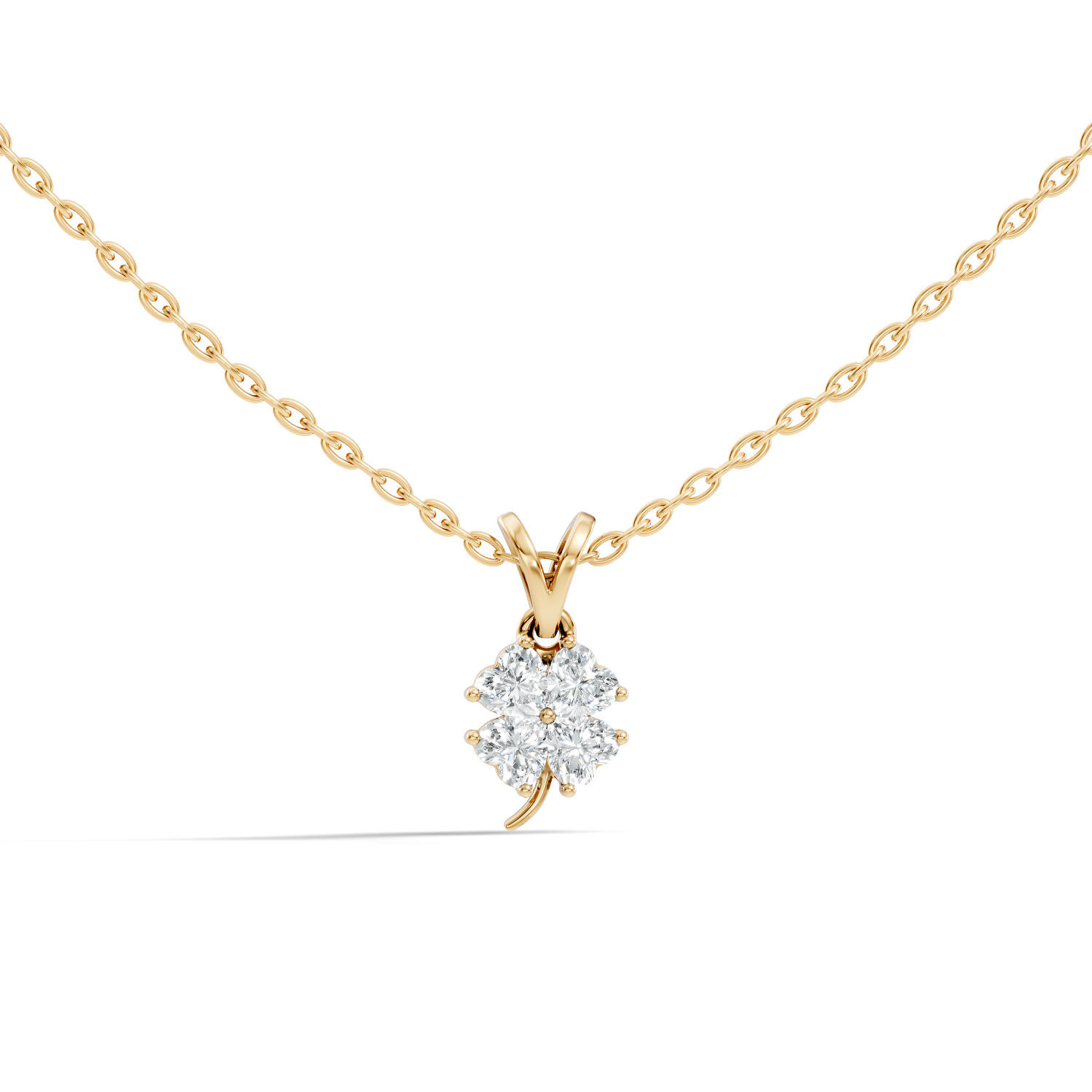 Gold Floral Cluster Prong Setting Heart Lab Grown Diamond Avena Pendant