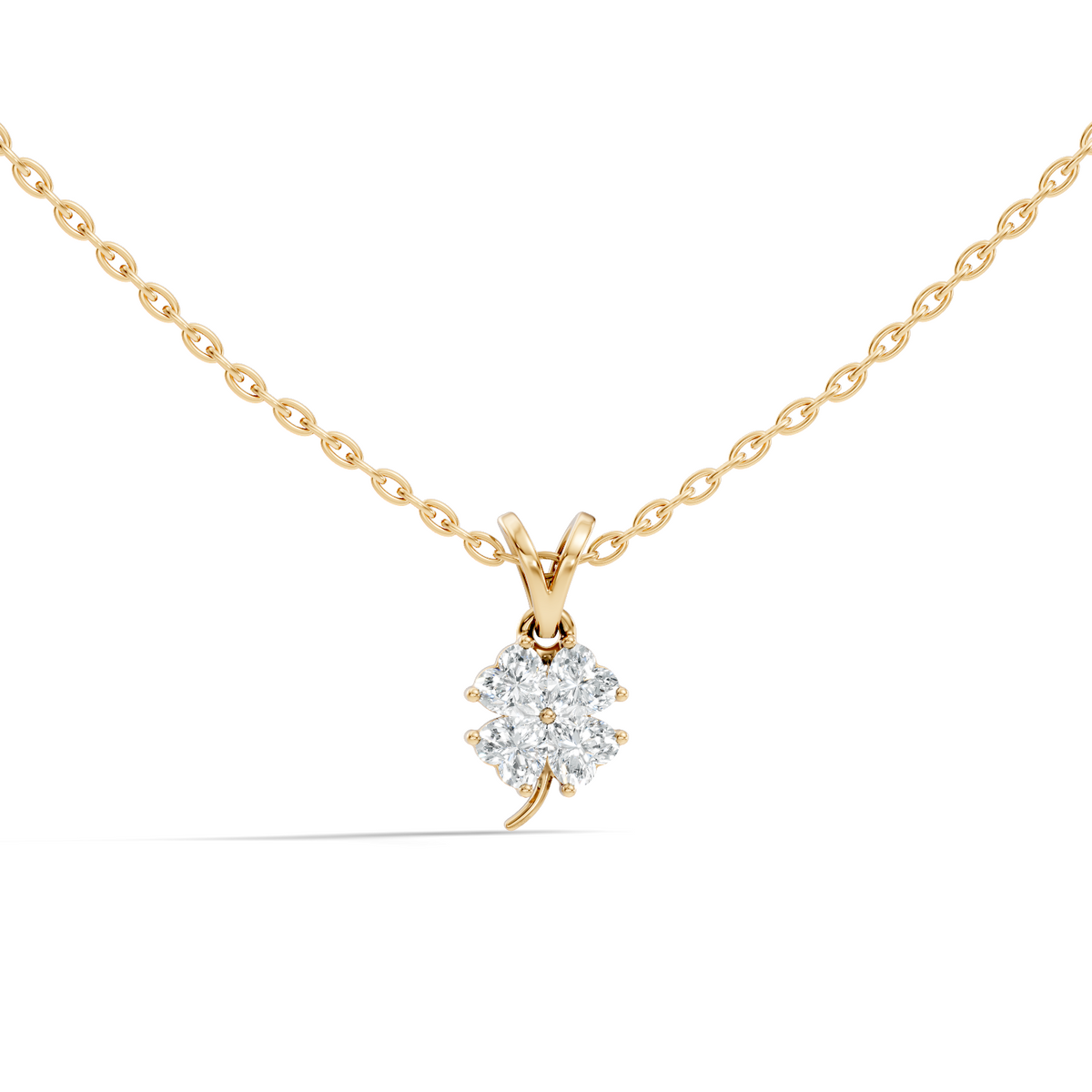 Gold Floral Cluster Prong Setting Heart Lab Grown Diamond Avena Pendant