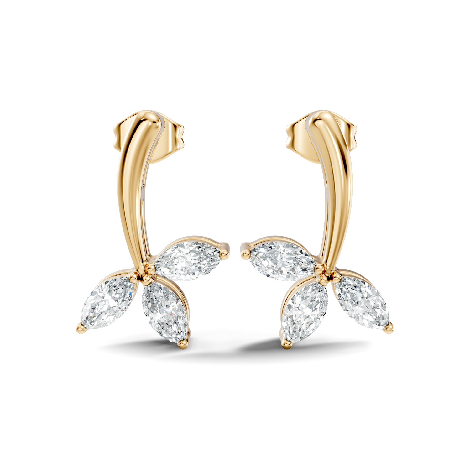 Gold Cluster Petal Marquise Lab Grown Diamond Rexia Earring