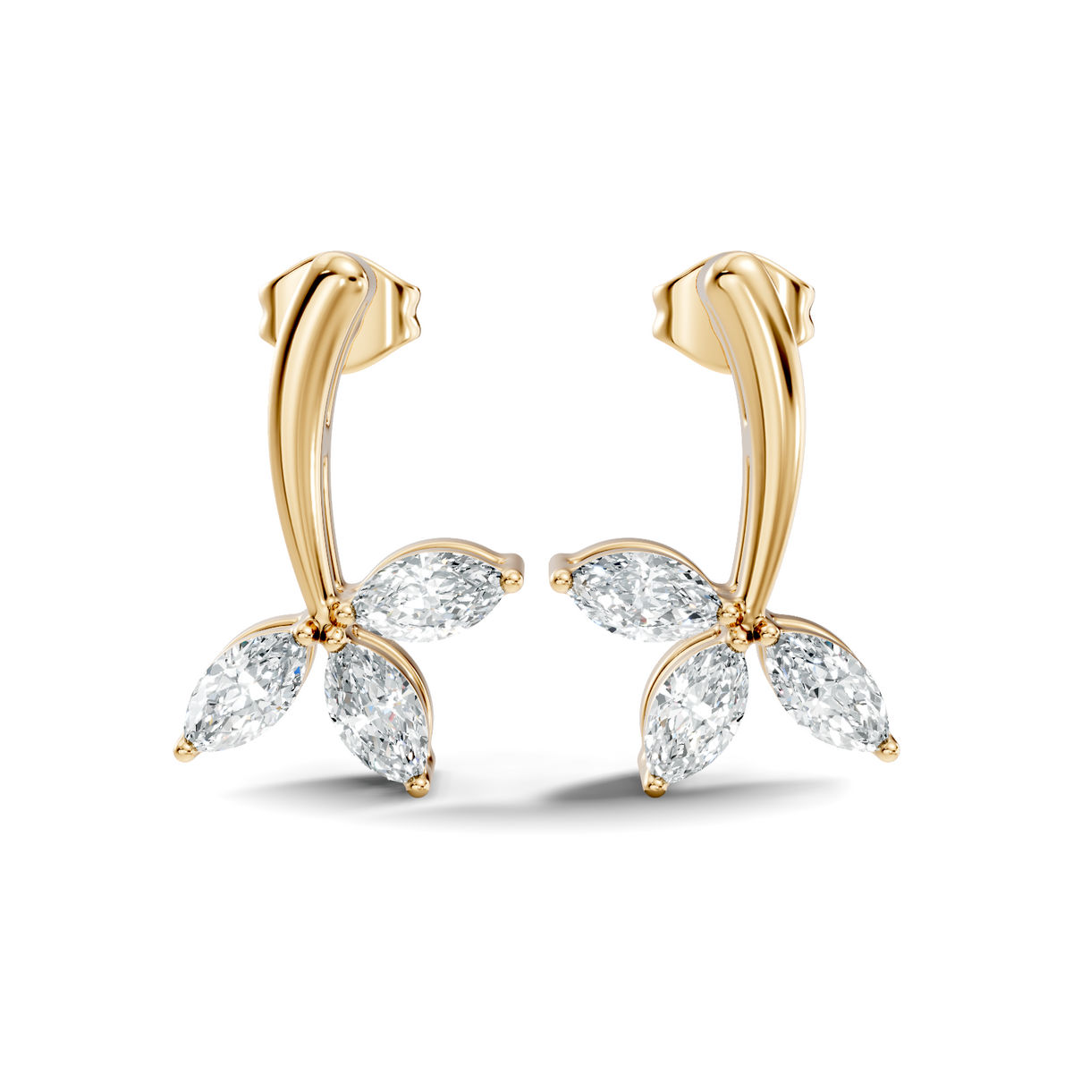 Gold Cluster Petal Marquise Lab Grown Diamond Rexia Earring