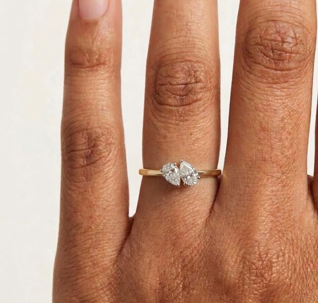 Pear Toi Et Moi Lab Grown Diamond Gemina Engagement Ring 