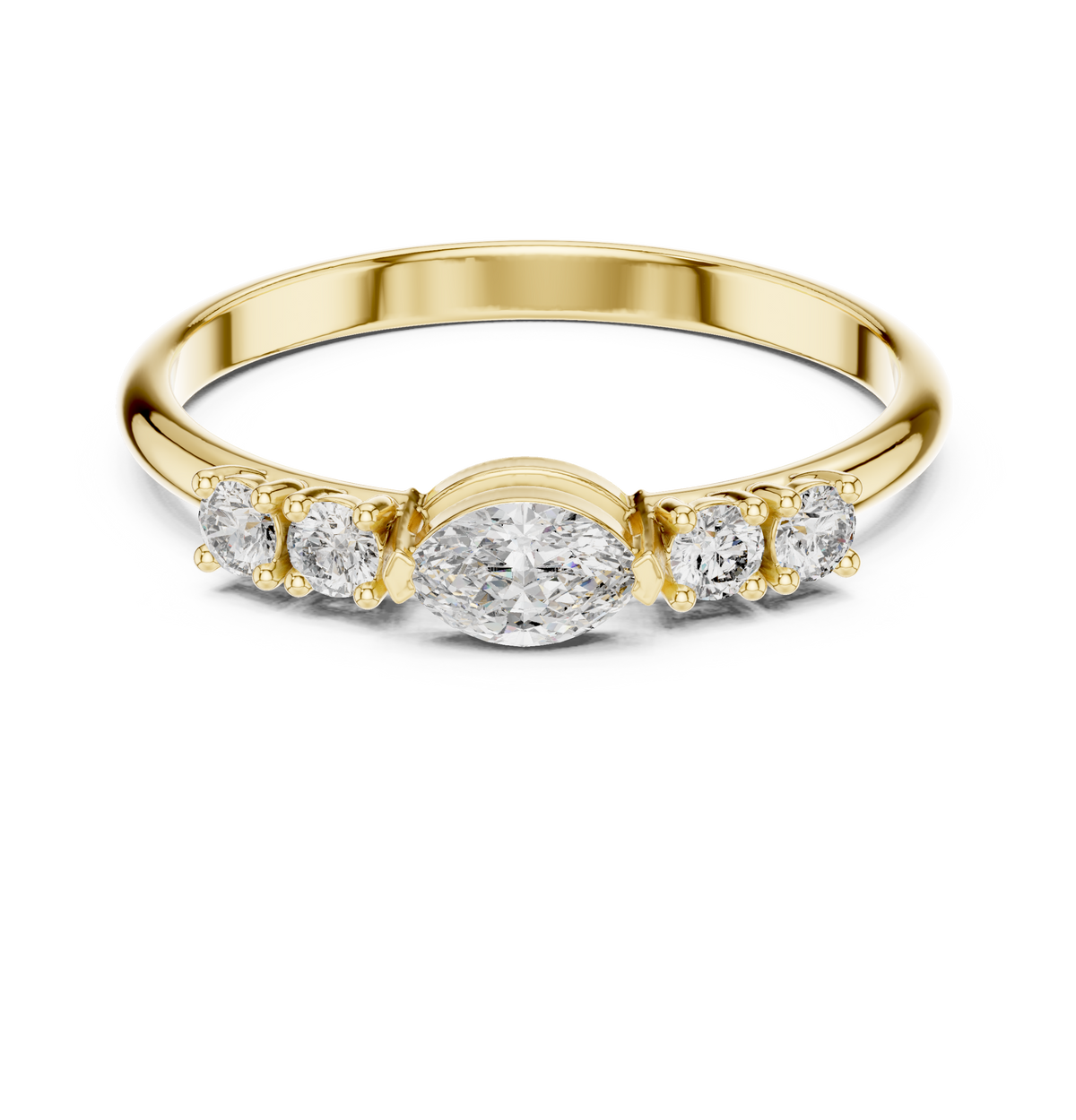 Gold Classic Oval Band Lab Grown Diamond Serix Ring