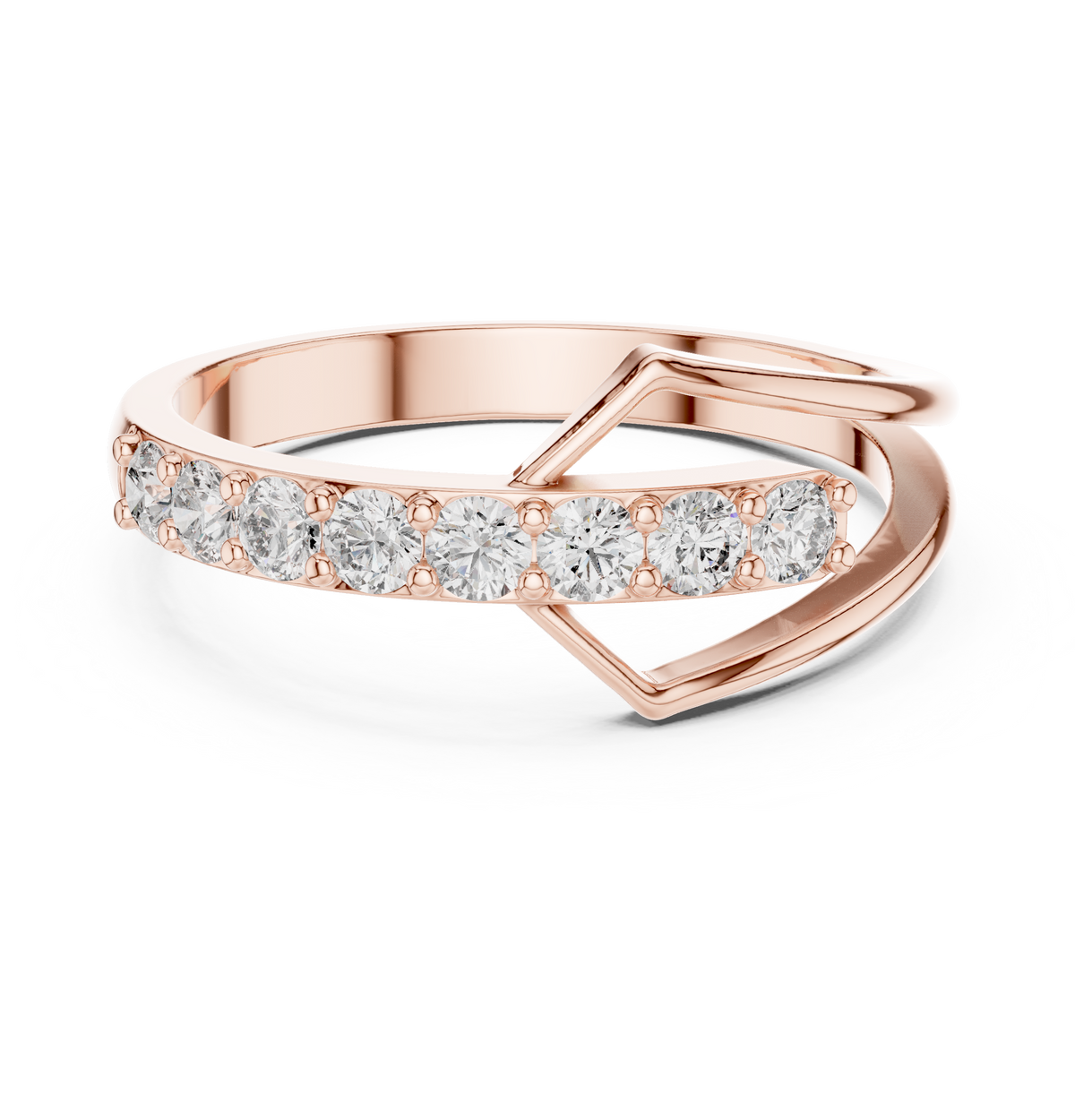 Gold Channel Setting Round Lab Grown Diamond Florin Ring
