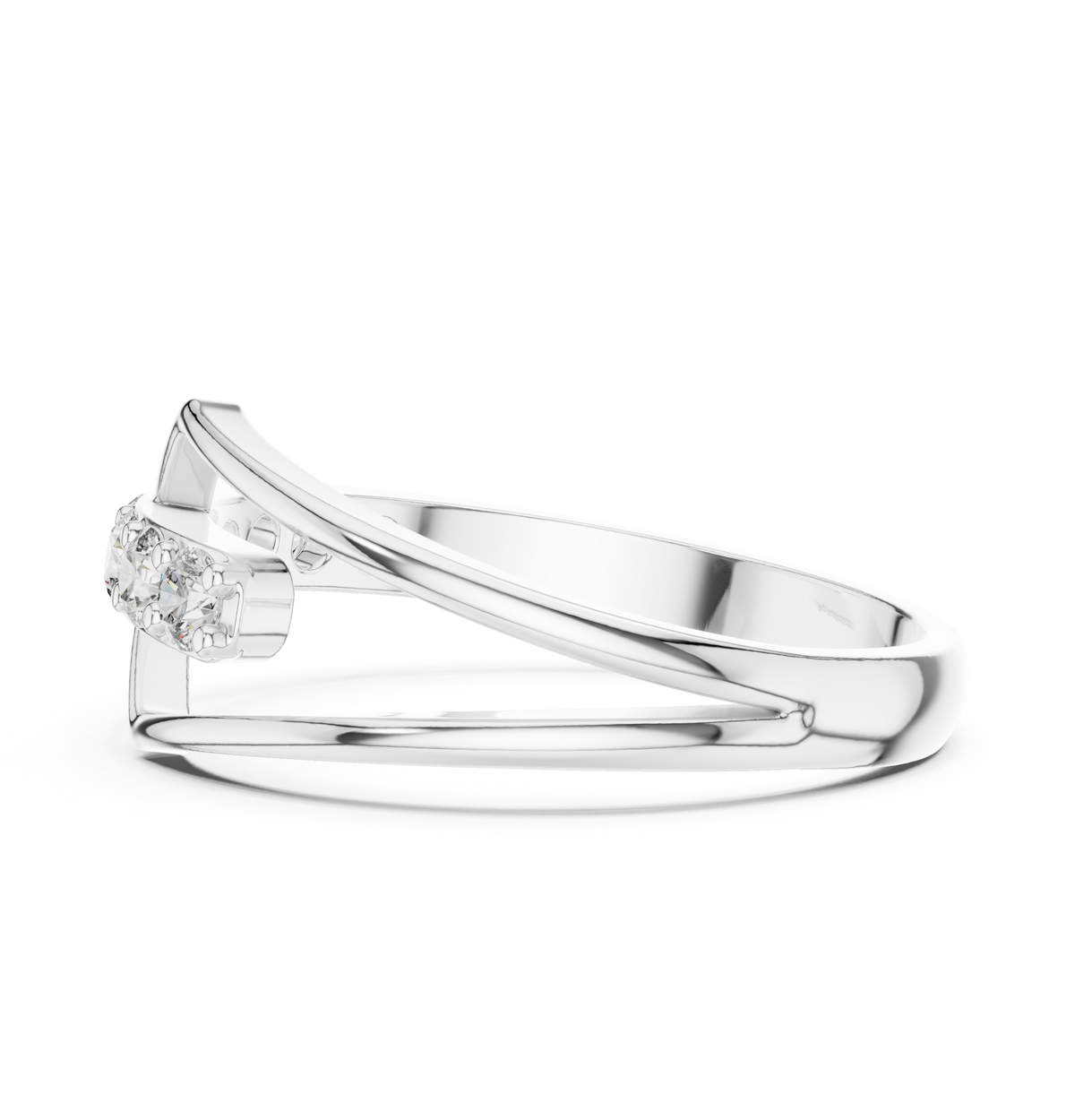 Gold Channel Setting Round Lab Grown Diamond Florin Ring
