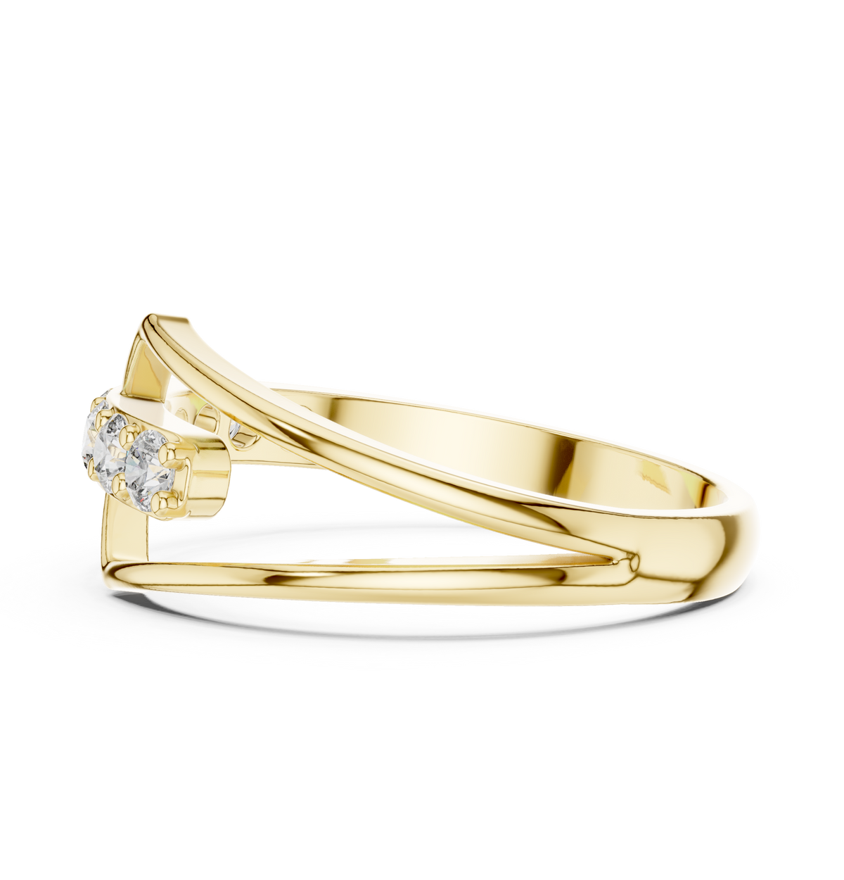 Gold Channel Setting Round Lab Grown Diamond Florin Ring