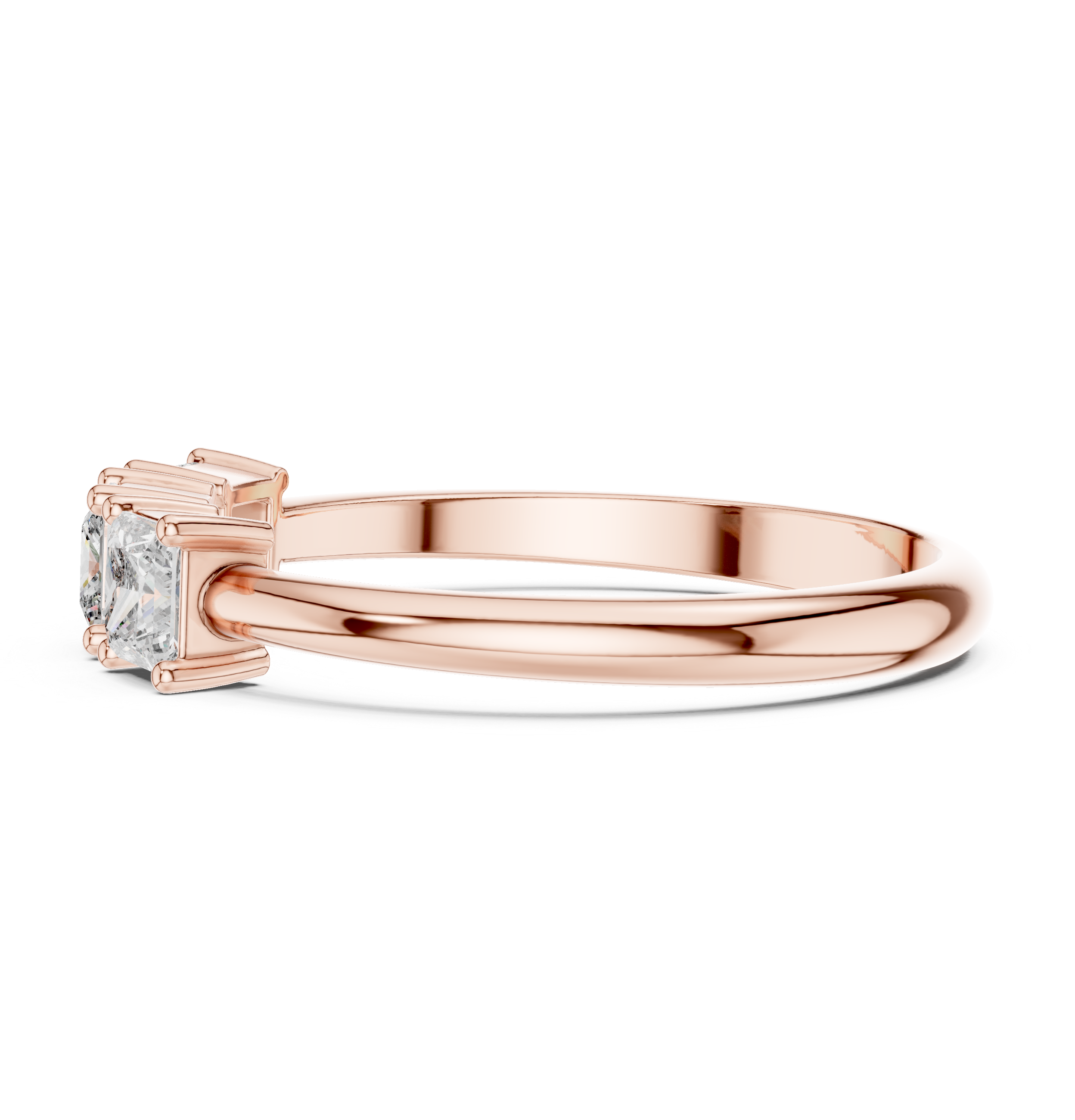 Gold Three Stone Princess Lab Grown Diamond Aevra Ring