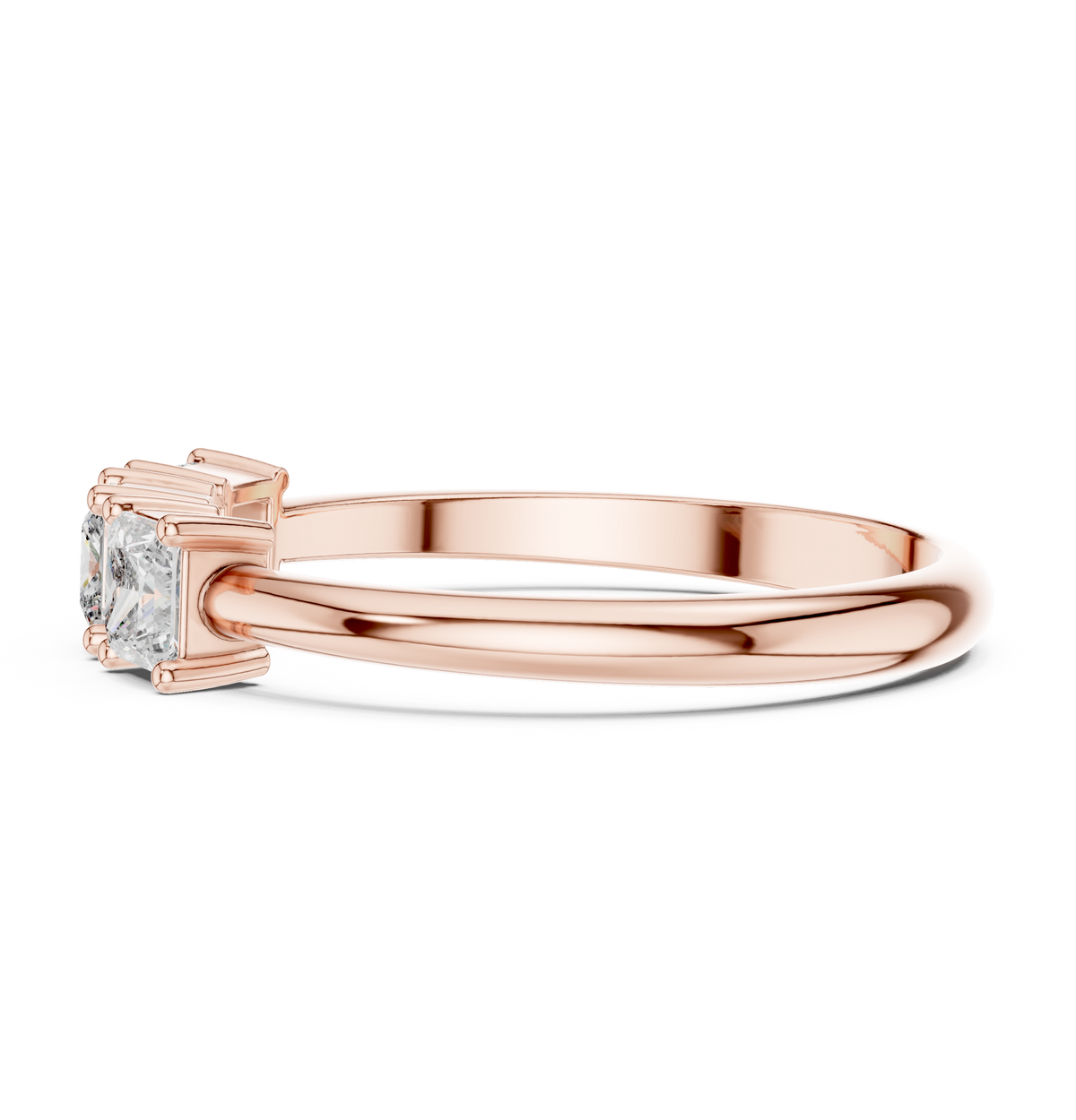 Gold Three Stone Princess Lab Grown Diamond Aevra Ring