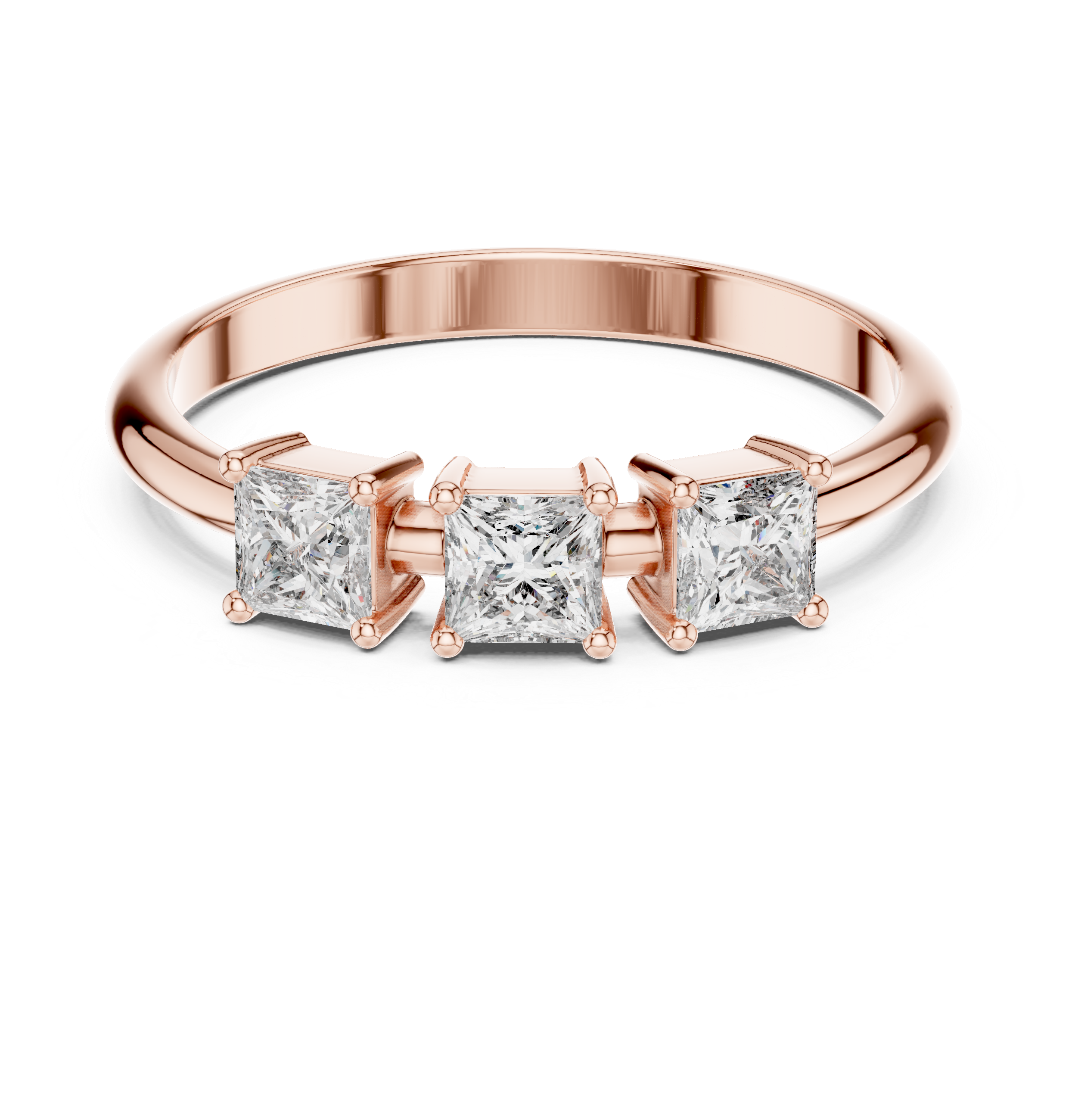 Gold Three Stone Princess Lab Grown Diamond Aevra Ring