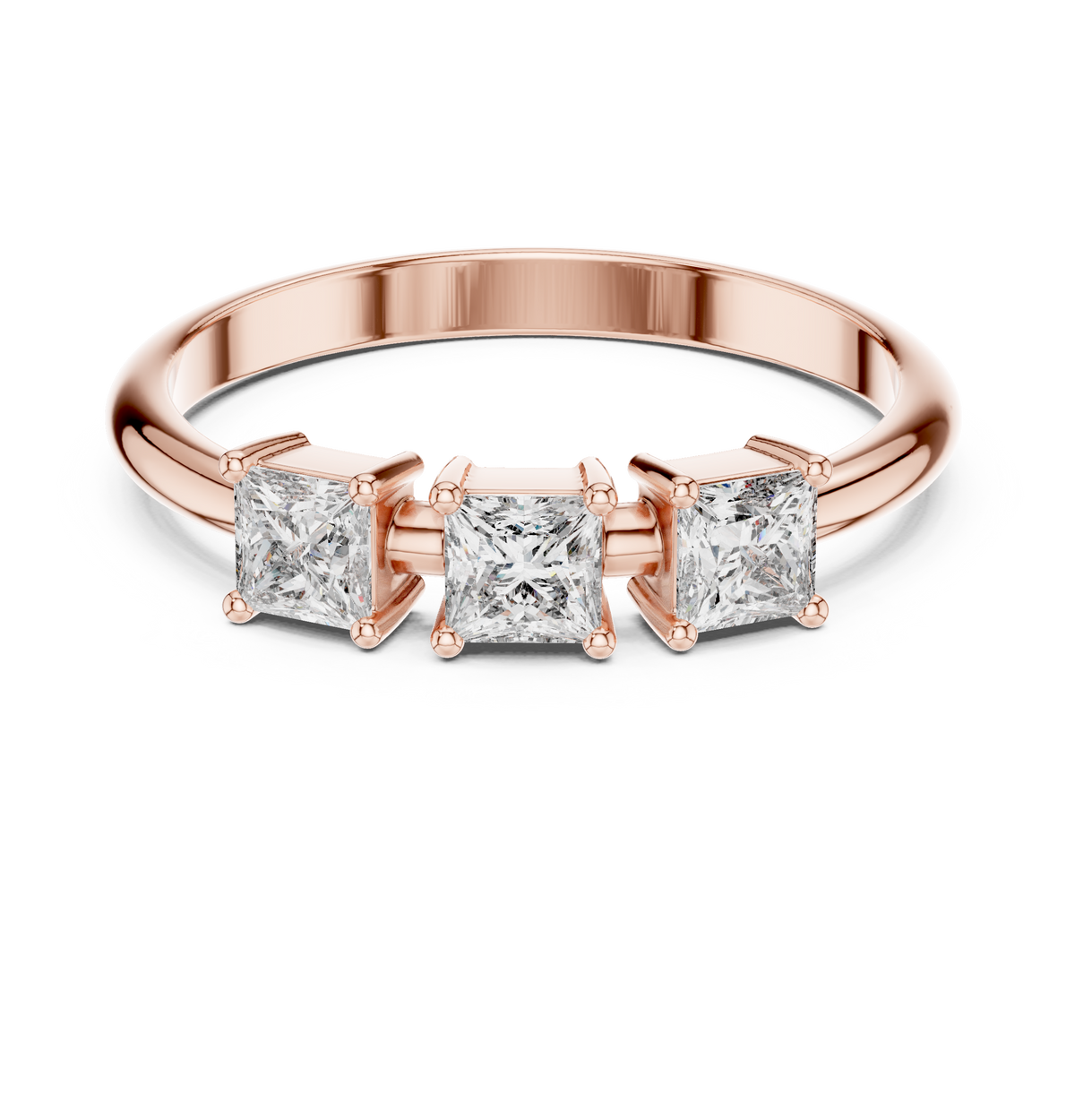 Gold Three Stone Princess Lab Grown Diamond Aevra Ring