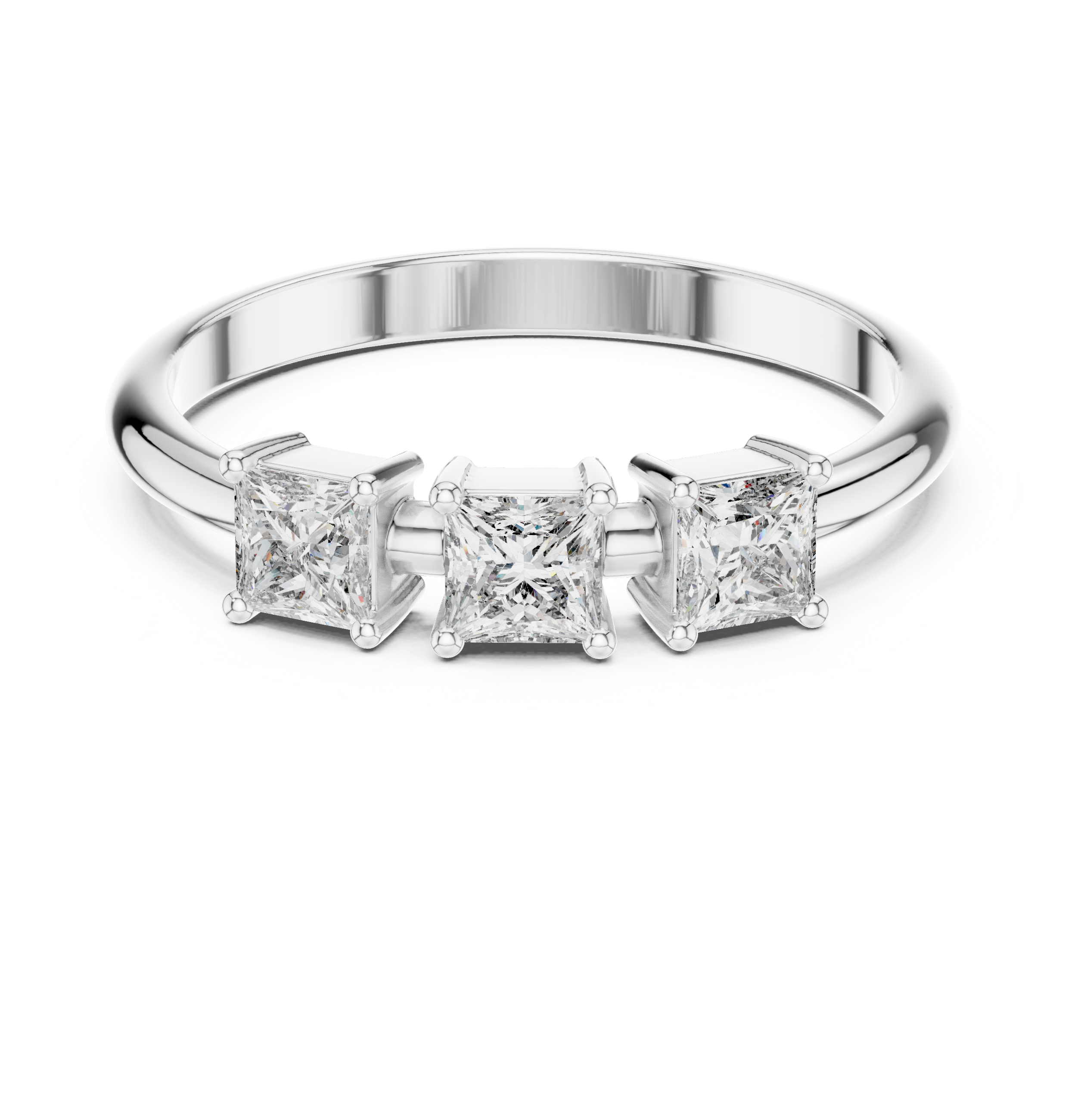 Gold Three Stone Princess Lab Grown Diamond Aevra Ring