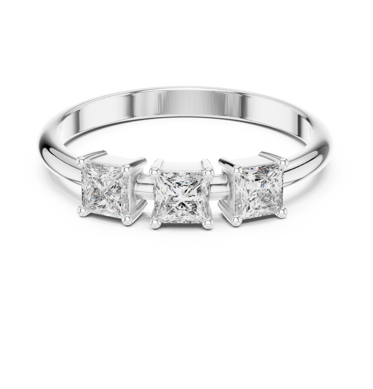 Gold Three Stone Princess Lab Grown Diamond Aevra Ring
