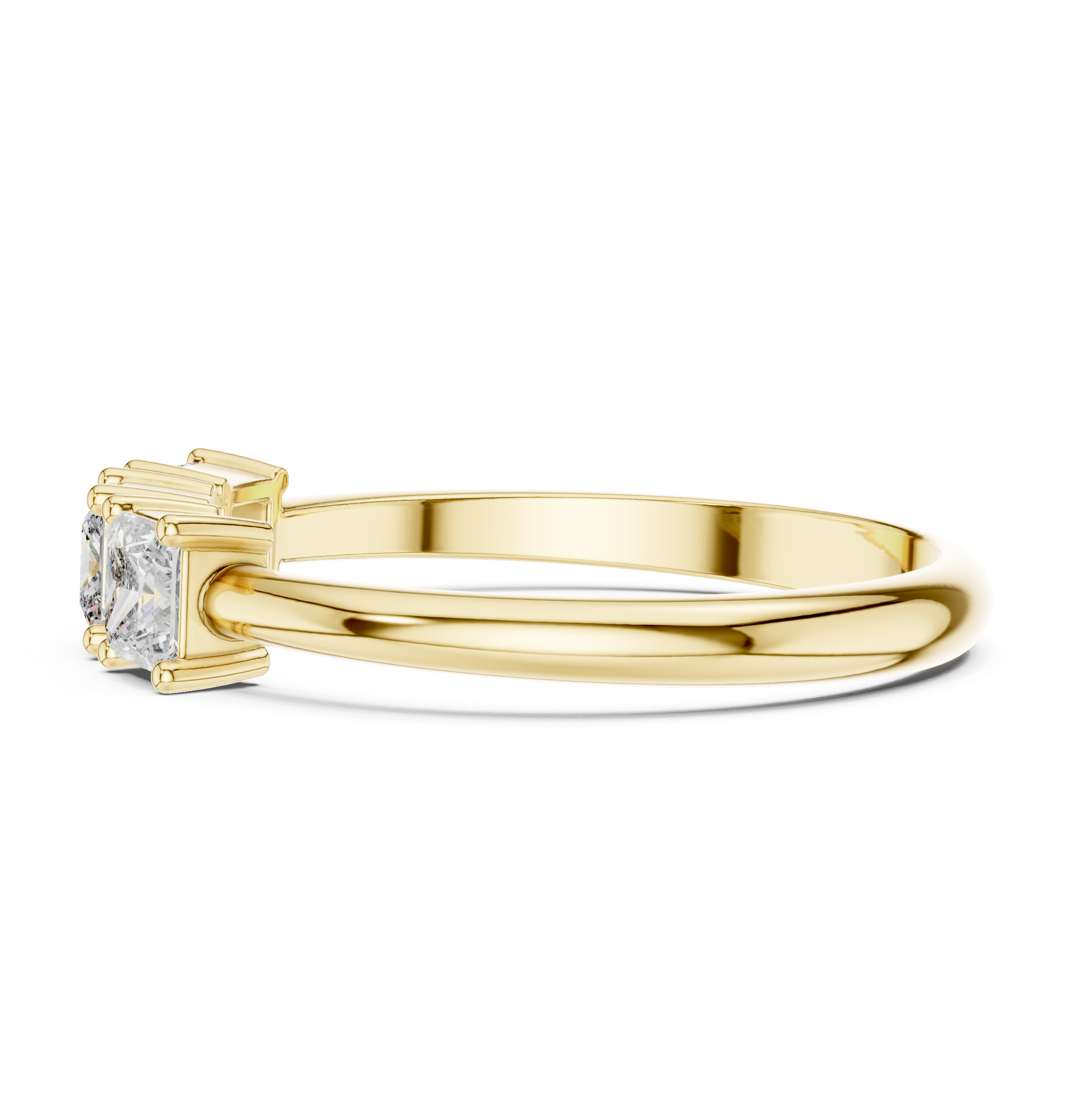 Gold Three Stone Princess Lab Grown Diamond Aevra Ring