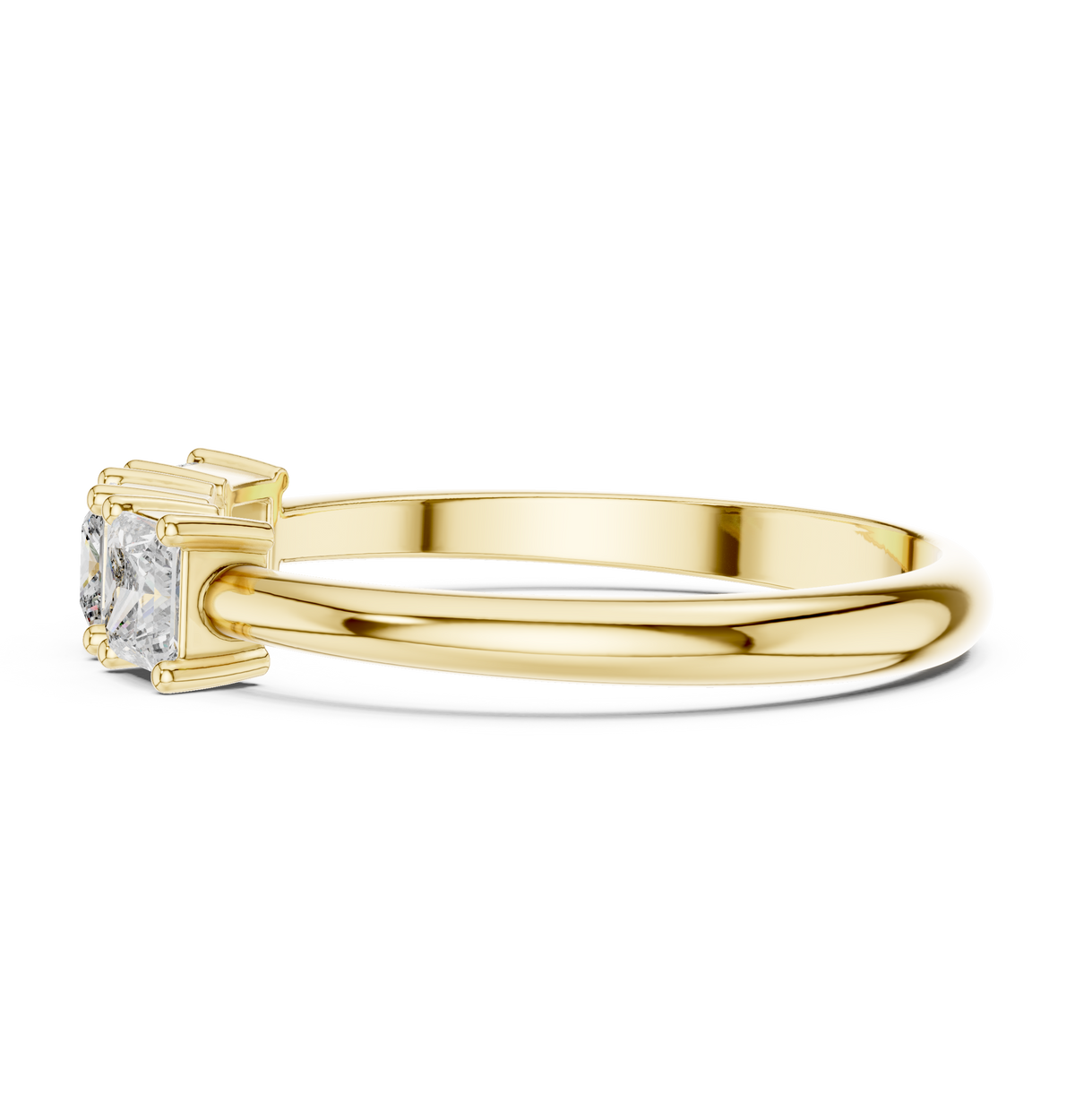 Gold Three Stone Princess Lab Grown Diamond Aevra Ring