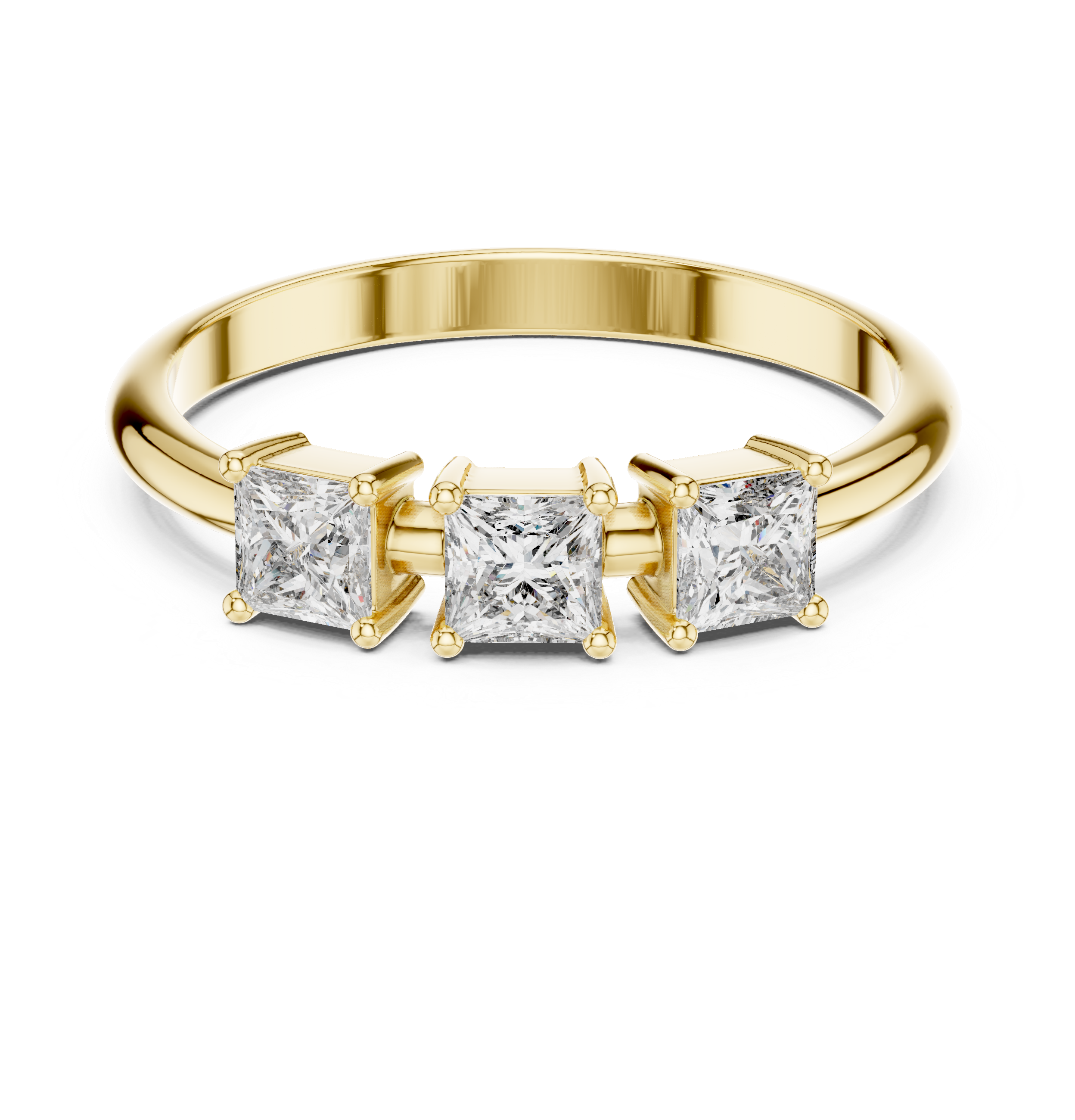 Gold Three Stone Princess Lab Grown Diamond Aevra Ring