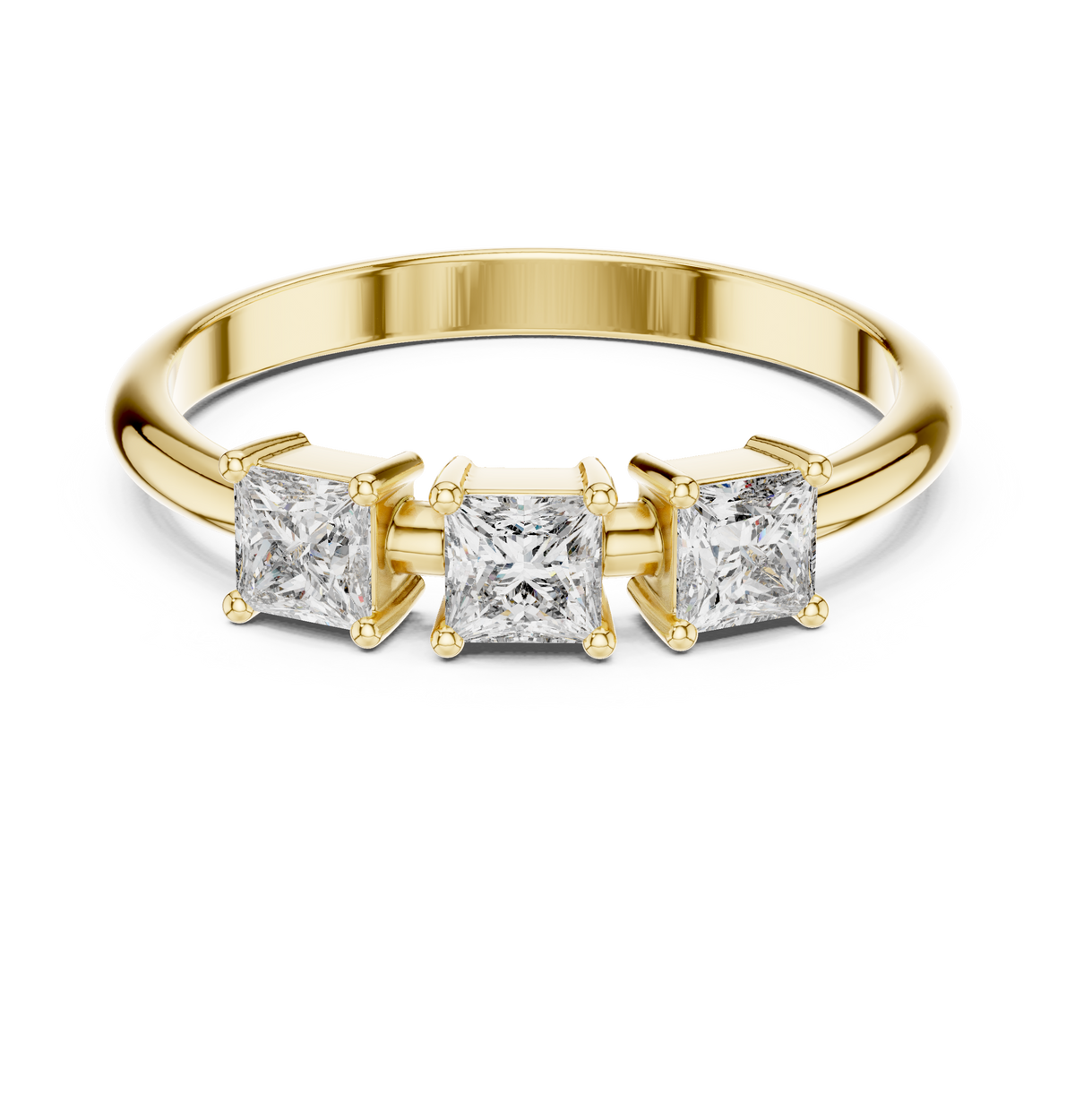 Gold Three Stone Princess Lab Grown Diamond Aevra Ring