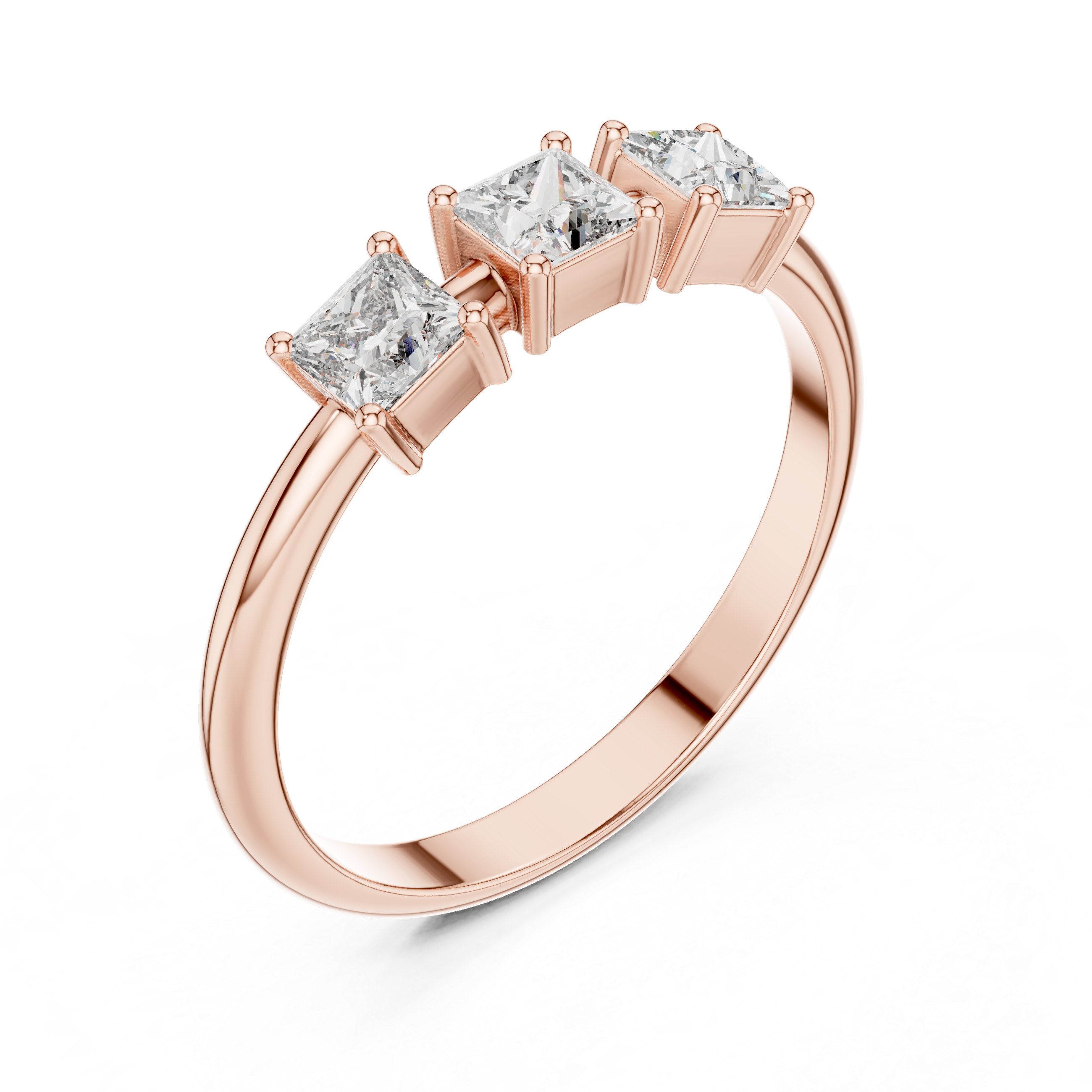 Gold Three Stone Princess Lab Grown Diamond Aevra Ring