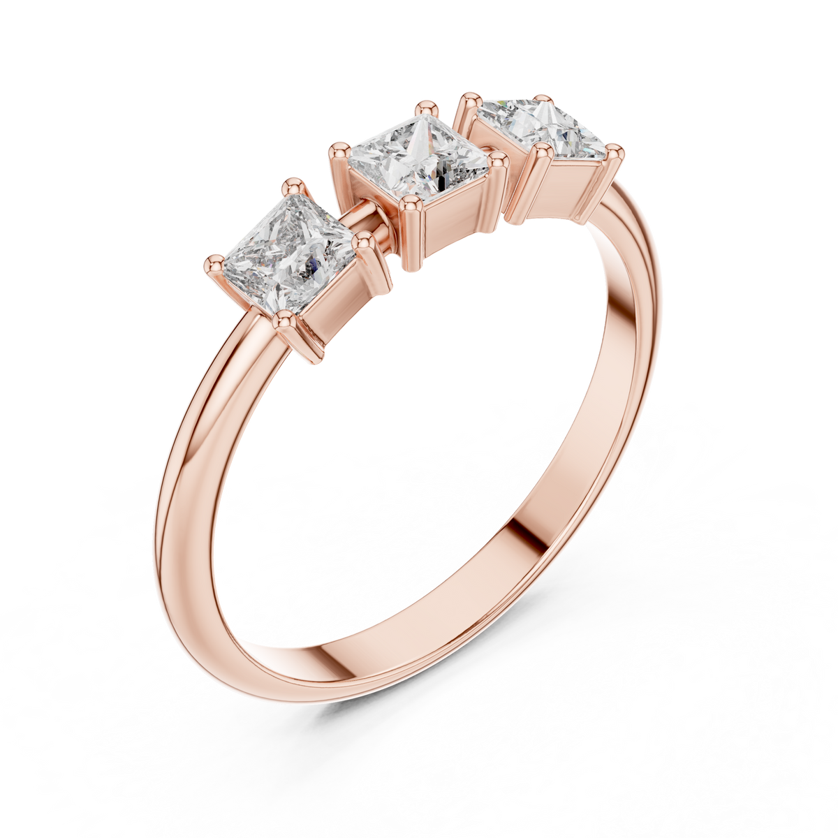 Gold Three Stone Princess Lab Grown Diamond Aevra Ring