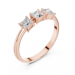 Gold Three Stone Princess Lab Grown Diamond Aevra Ring