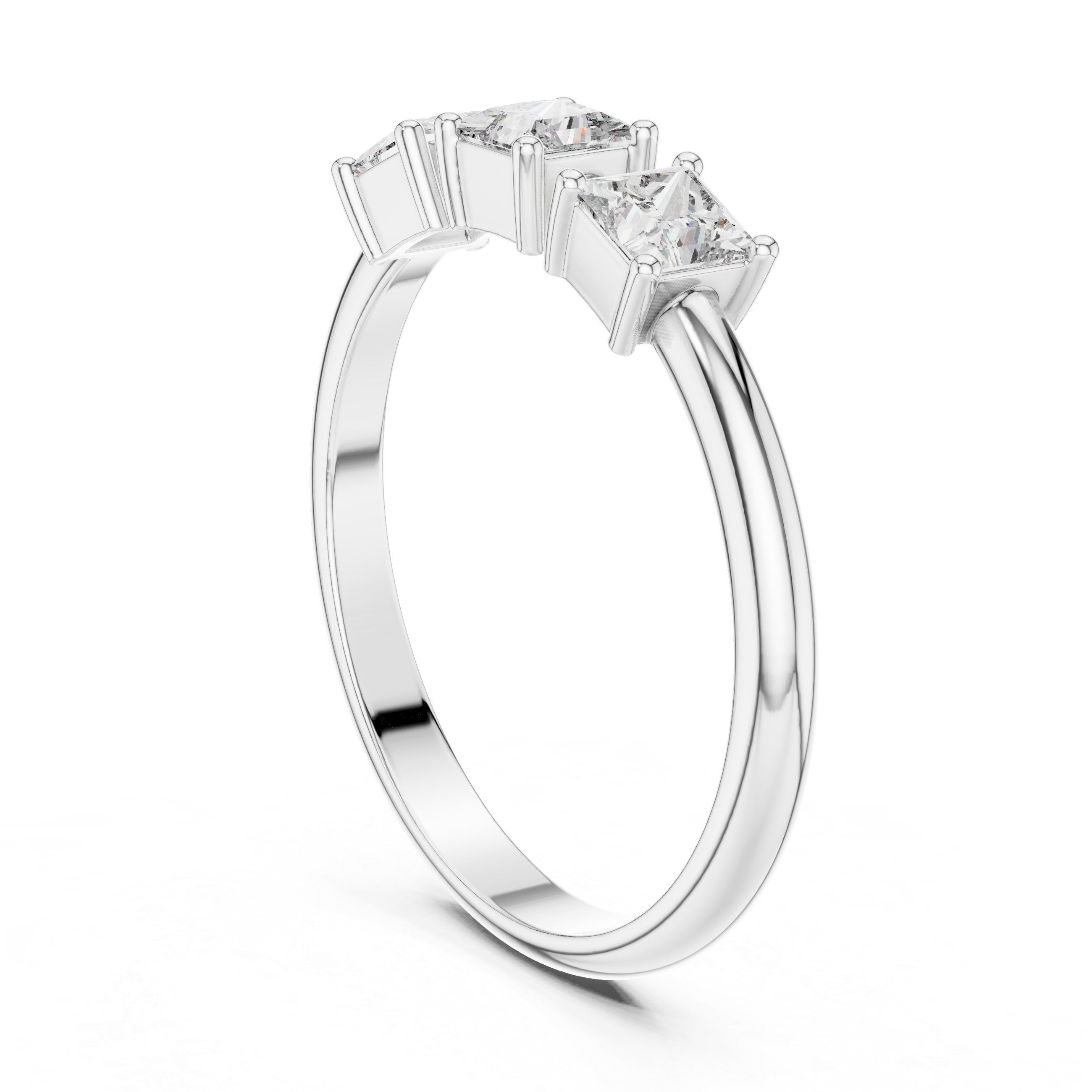 Gold Three Stone Princess Lab Grown Diamond Aevra Ring