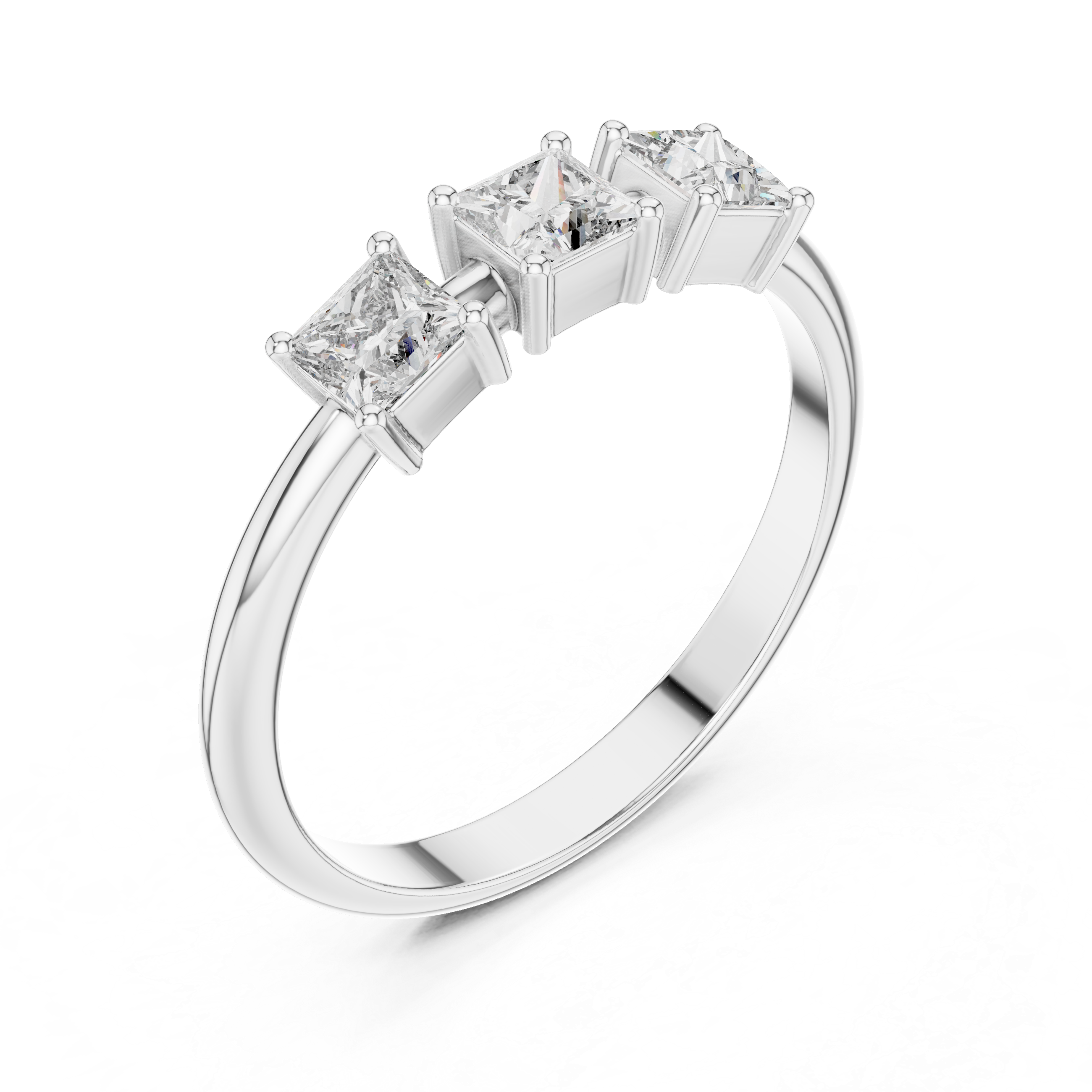 Gold Three Stone Princess Lab Grown Diamond Aevra Ring