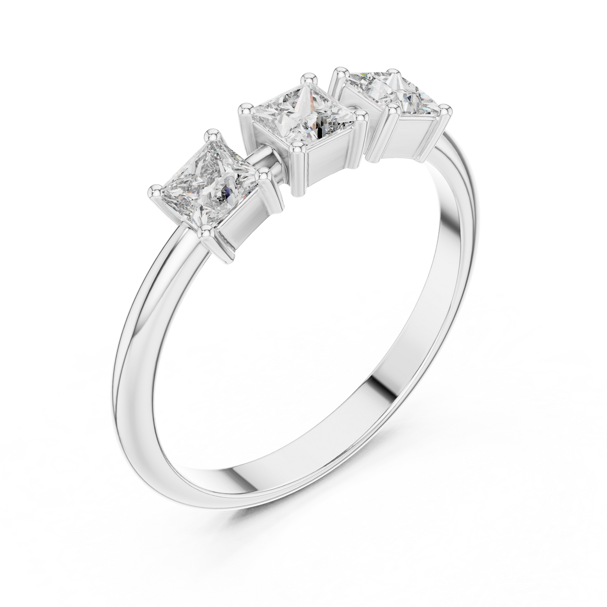 Gold Three Stone Princess Lab Grown Diamond Aevra Ring