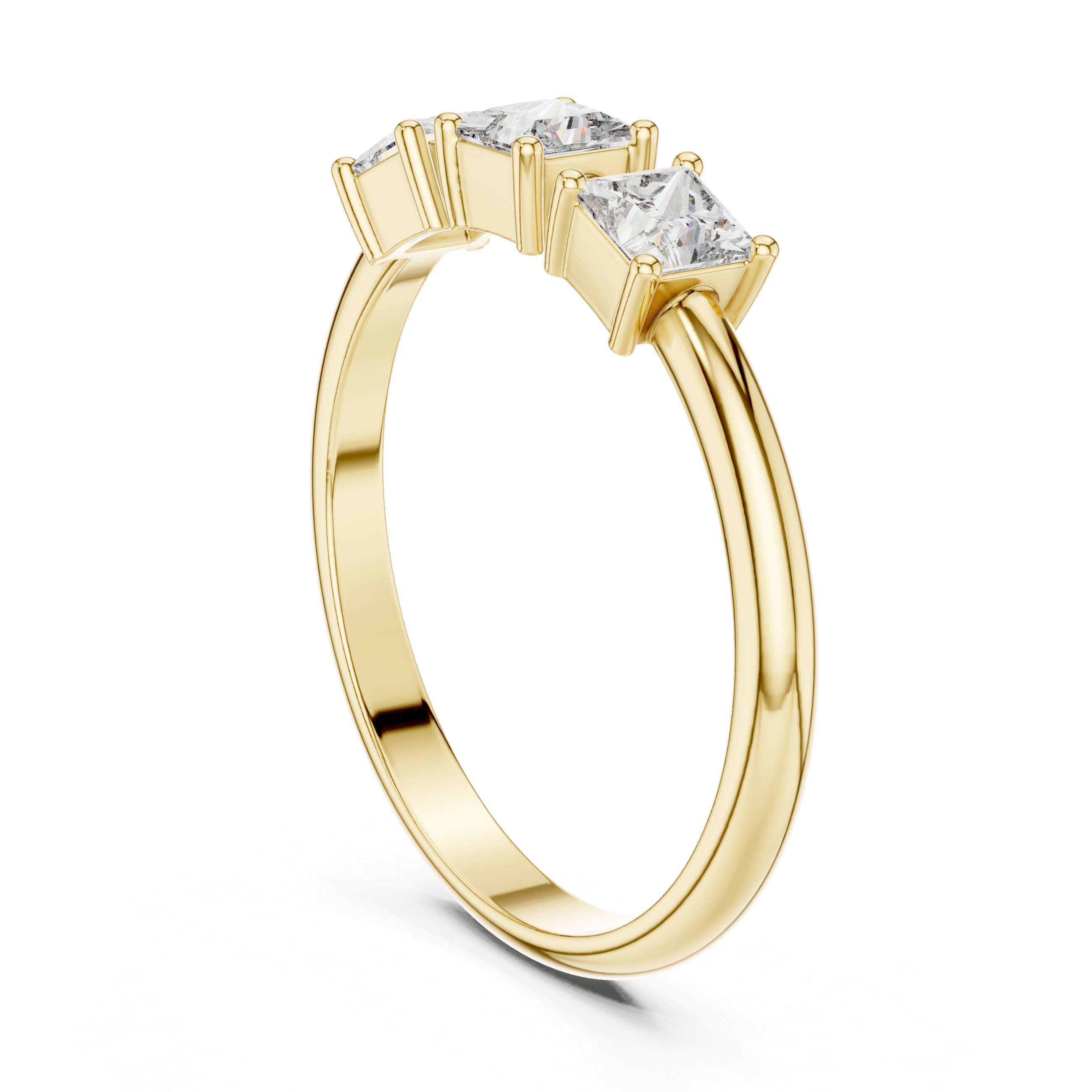 Gold Three Stone Princess Lab Grown Diamond Aevra Ring