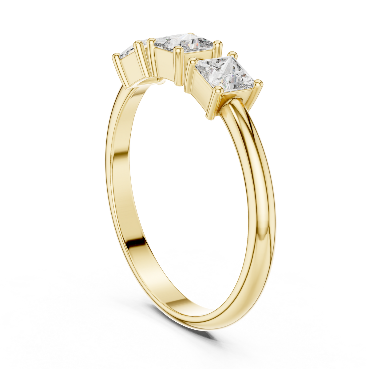 Gold Three Stone Princess Lab Grown Diamond Aevra Ring