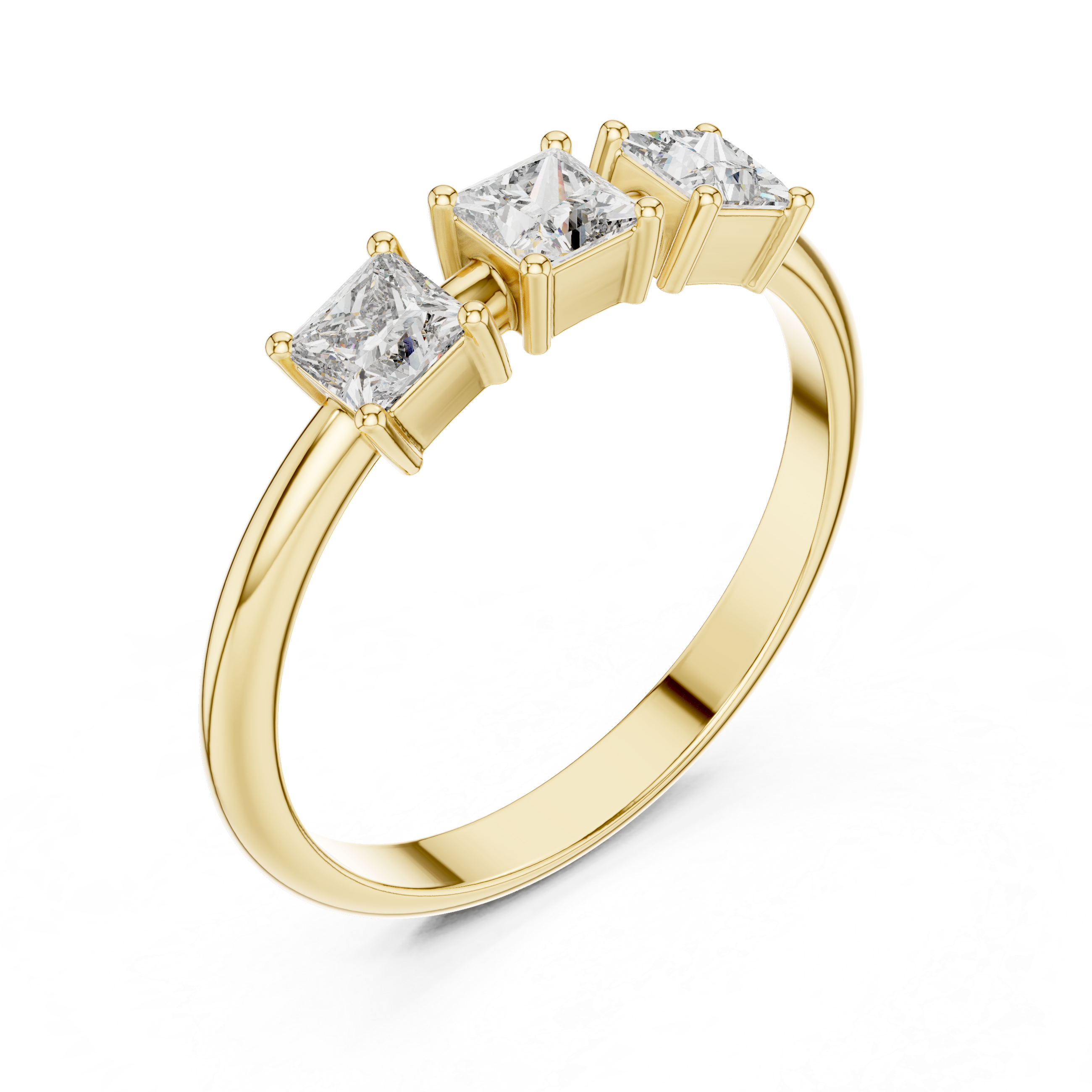 Gold Three Stone Princess Lab Grown Diamond Aevra Ring