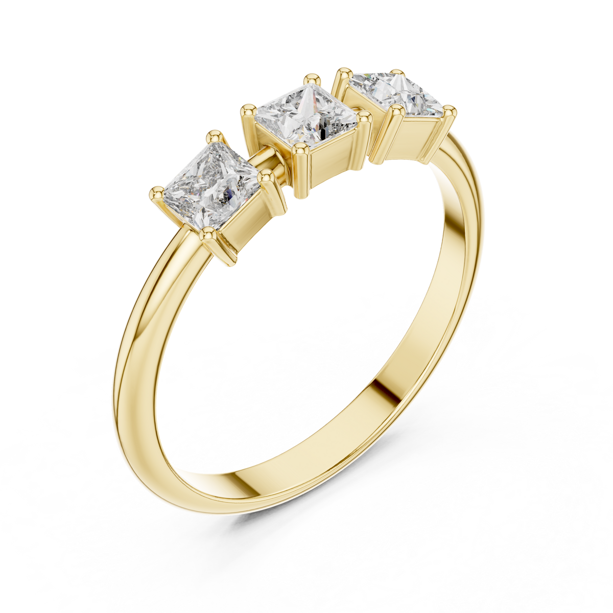 Gold Three Stone Princess Lab Grown Diamond Aevra Ring