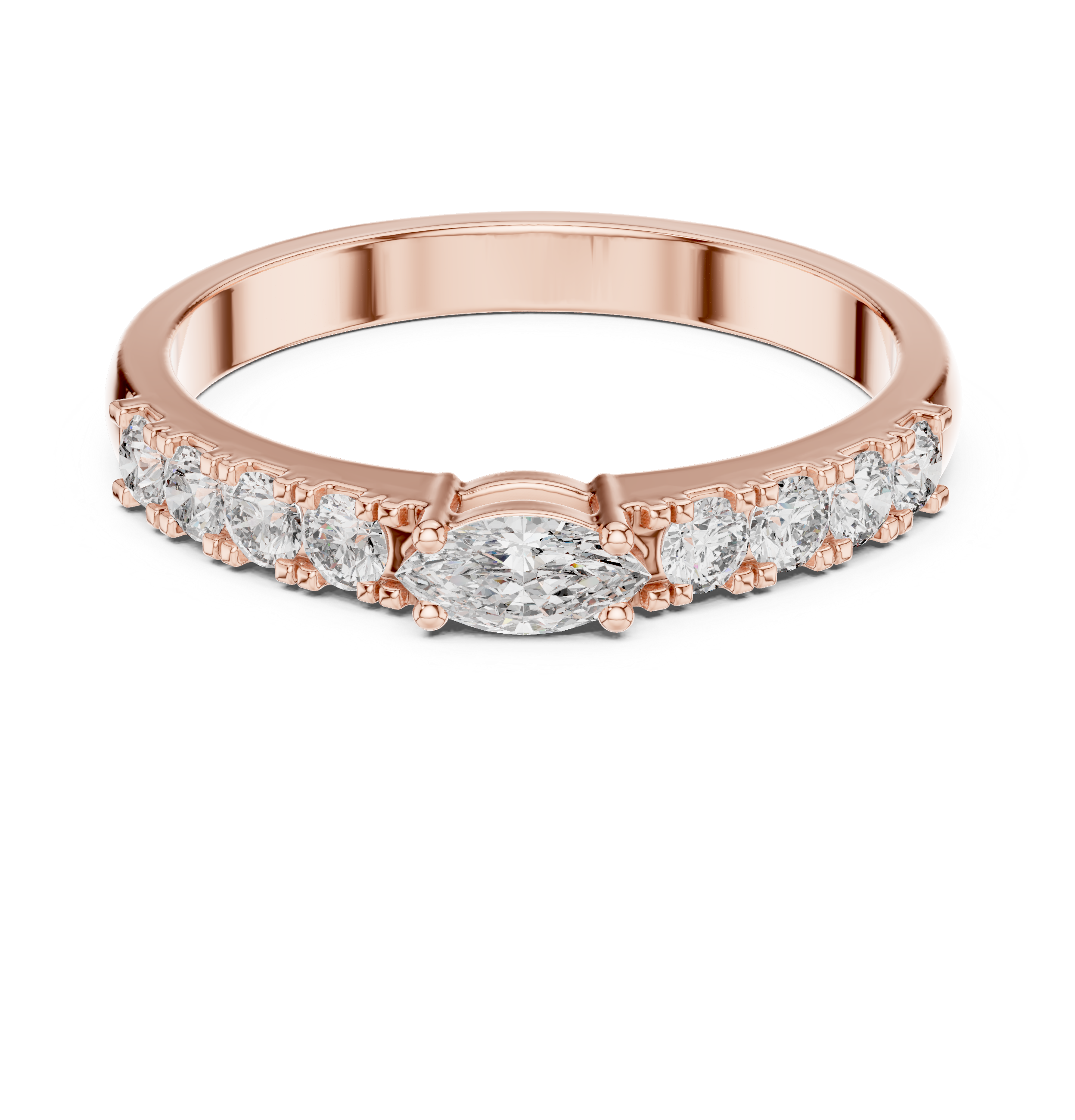 Gold Solitaire Pave Marquise Lab Grown Diamond Zyara Ring