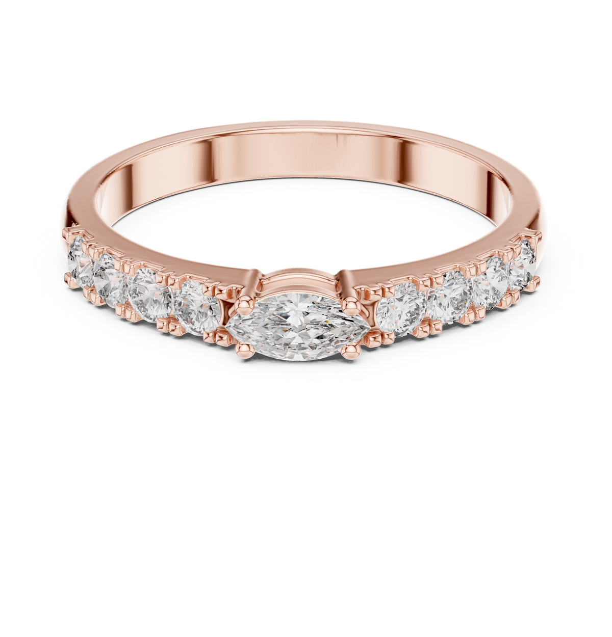 Gold Solitaire Pave Marquise Lab Grown Diamond Zyara Ring
