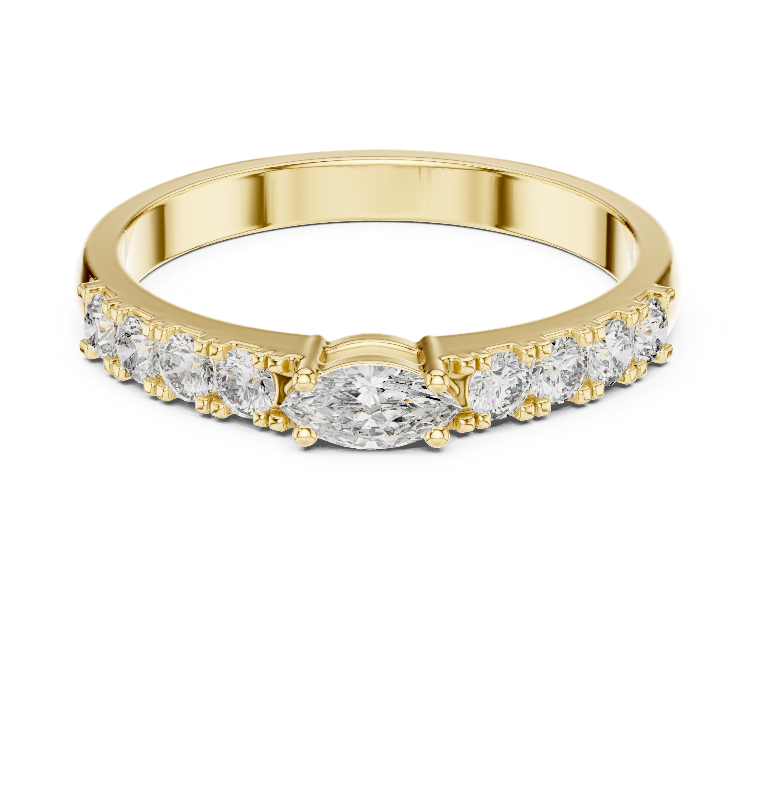 Gold Solitaire Pave Marquise Lab Grown Diamond Zyara Ring