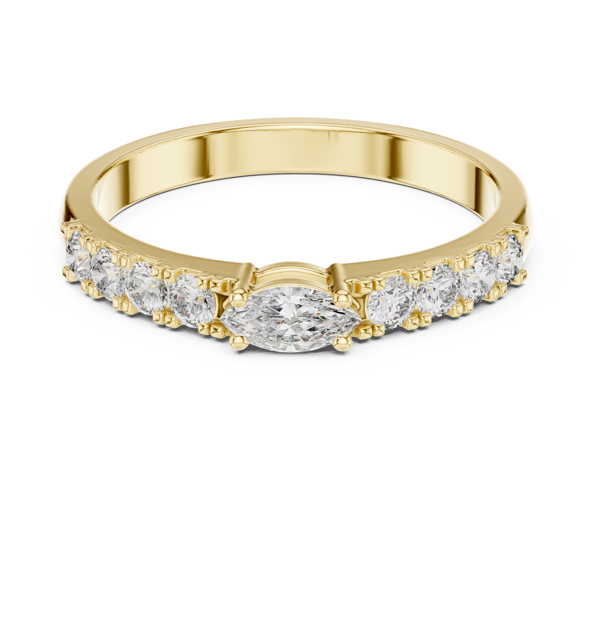 Gold Solitaire Pave Marquise Lab Grown Diamond Zyara Ring