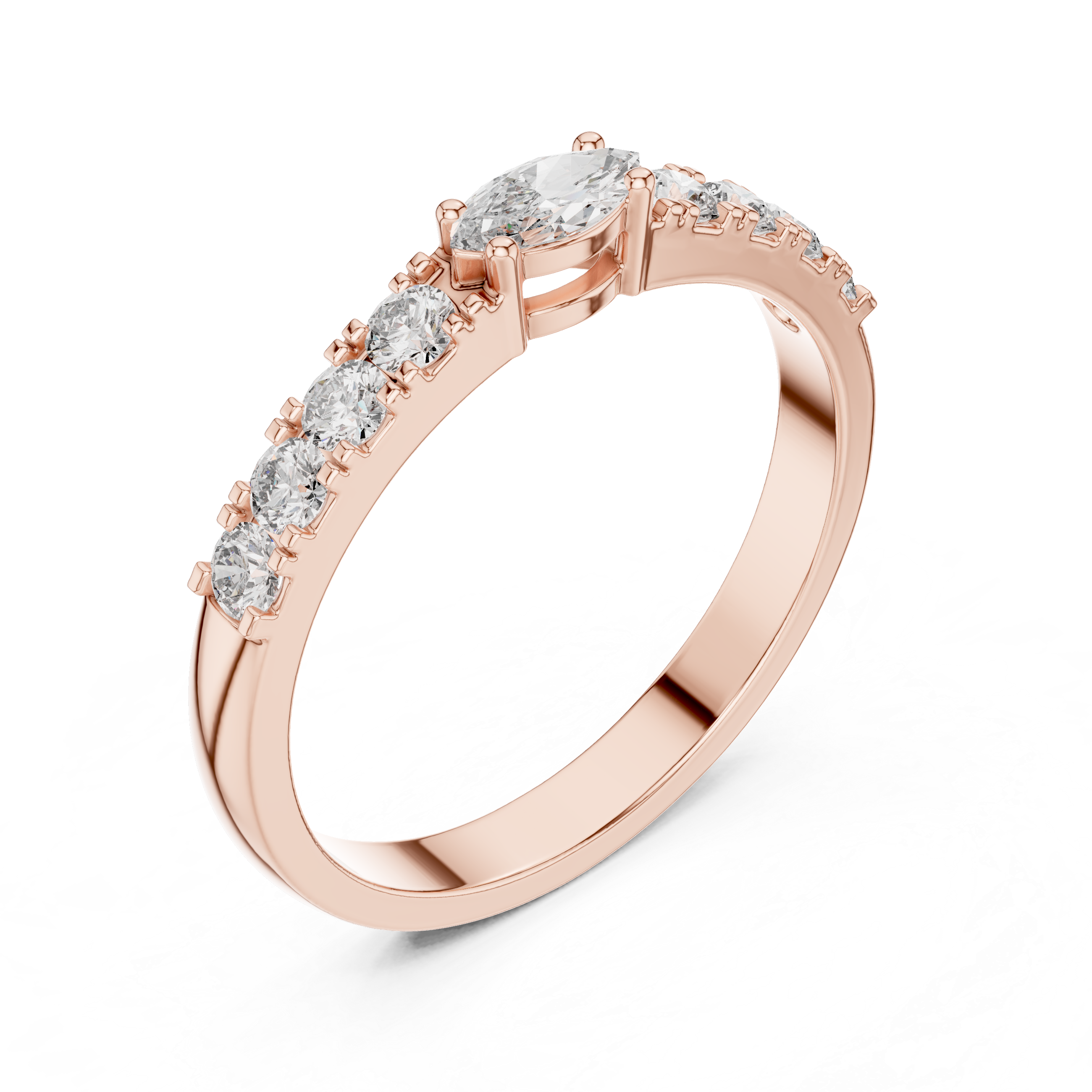 Gold Solitaire Pave Marquise Lab Grown Diamond Zyara Ring
