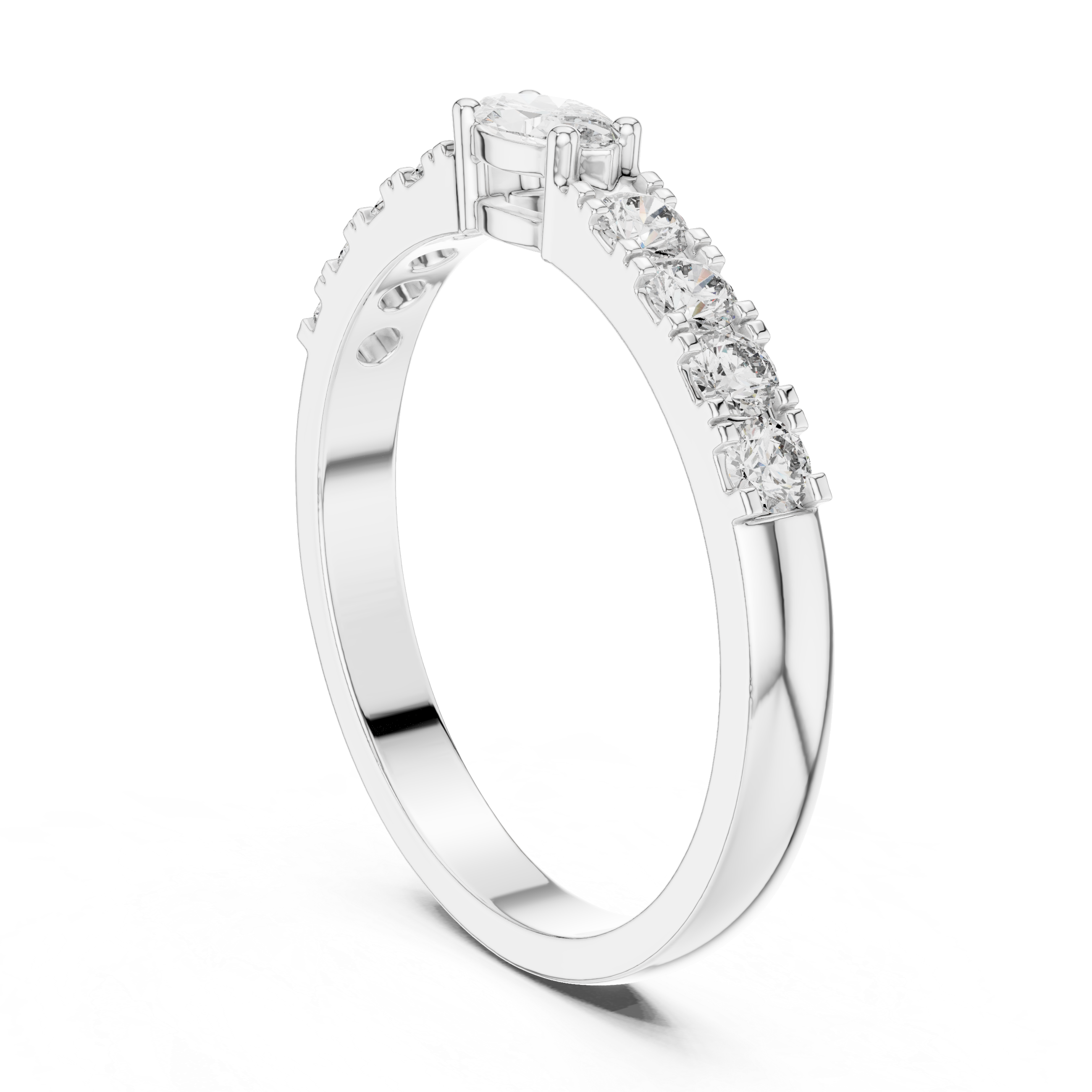 Gold Solitaire Pave Marquise Lab Grown Diamond Zyara Ring