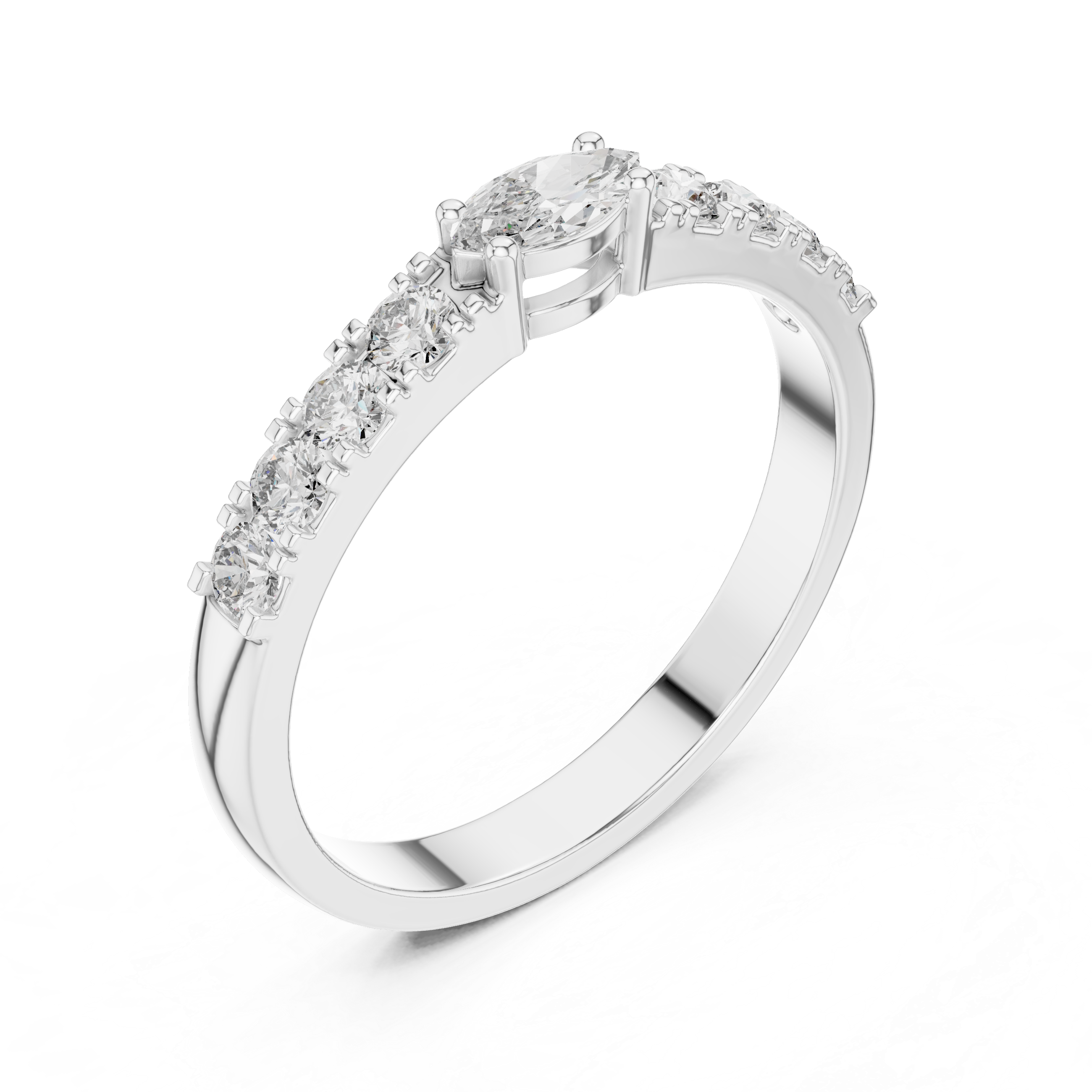 Gold Solitaire Pave Marquise Lab Grown Diamond Zyara Ring