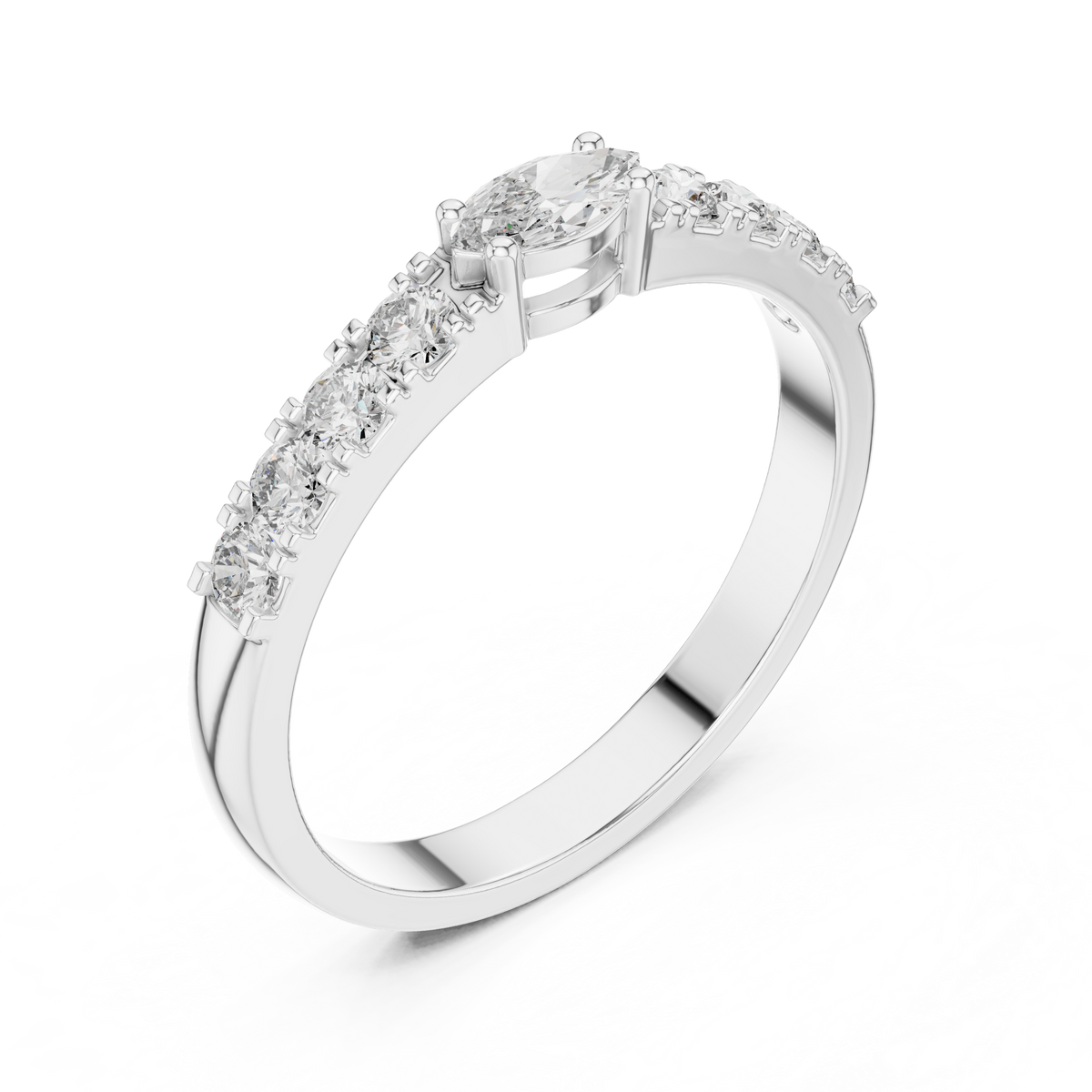 Gold Solitaire Pave Marquise Lab Grown Diamond Zyara Ring