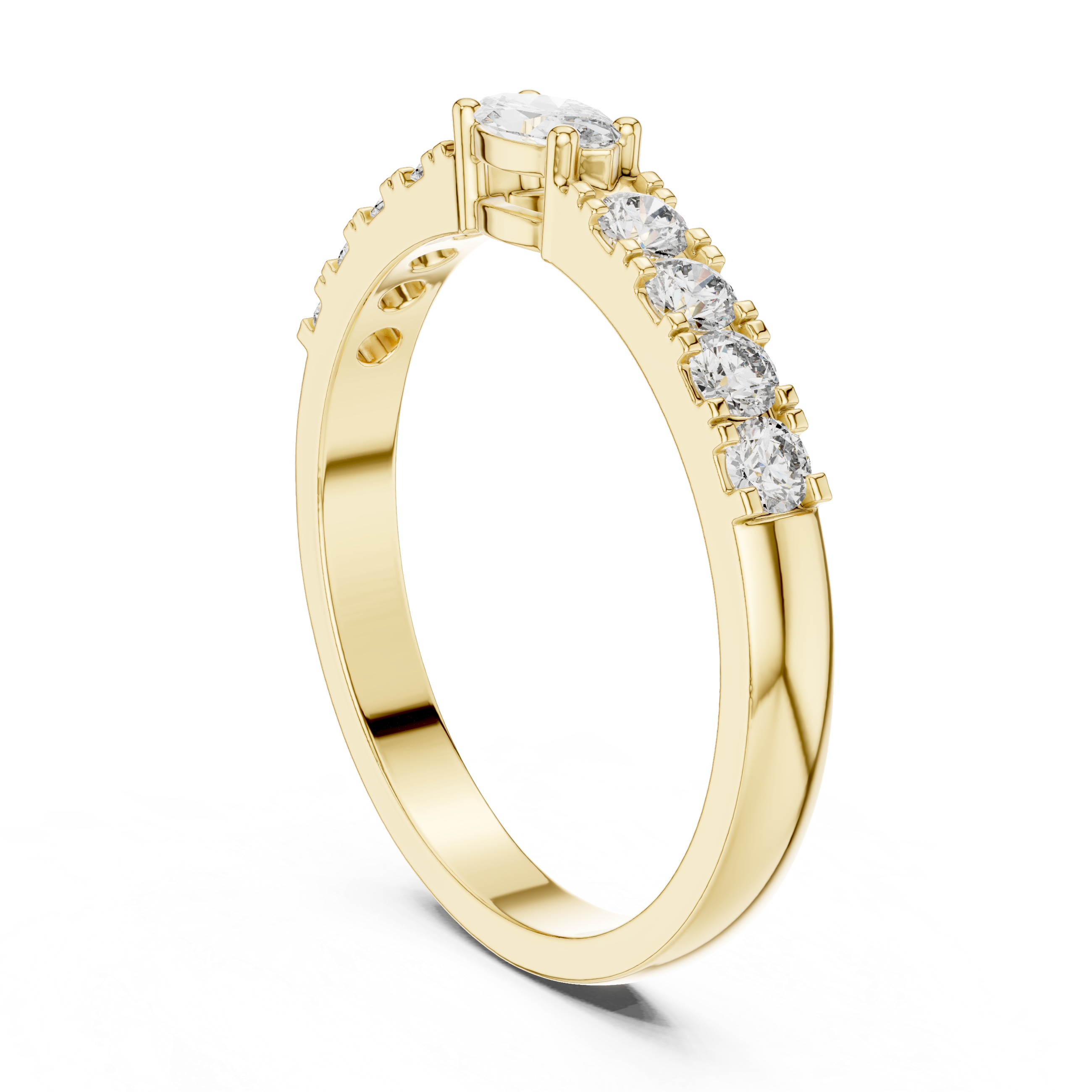 Gold Solitaire Pave Marquise Lab Grown Diamond Zyara Ring
