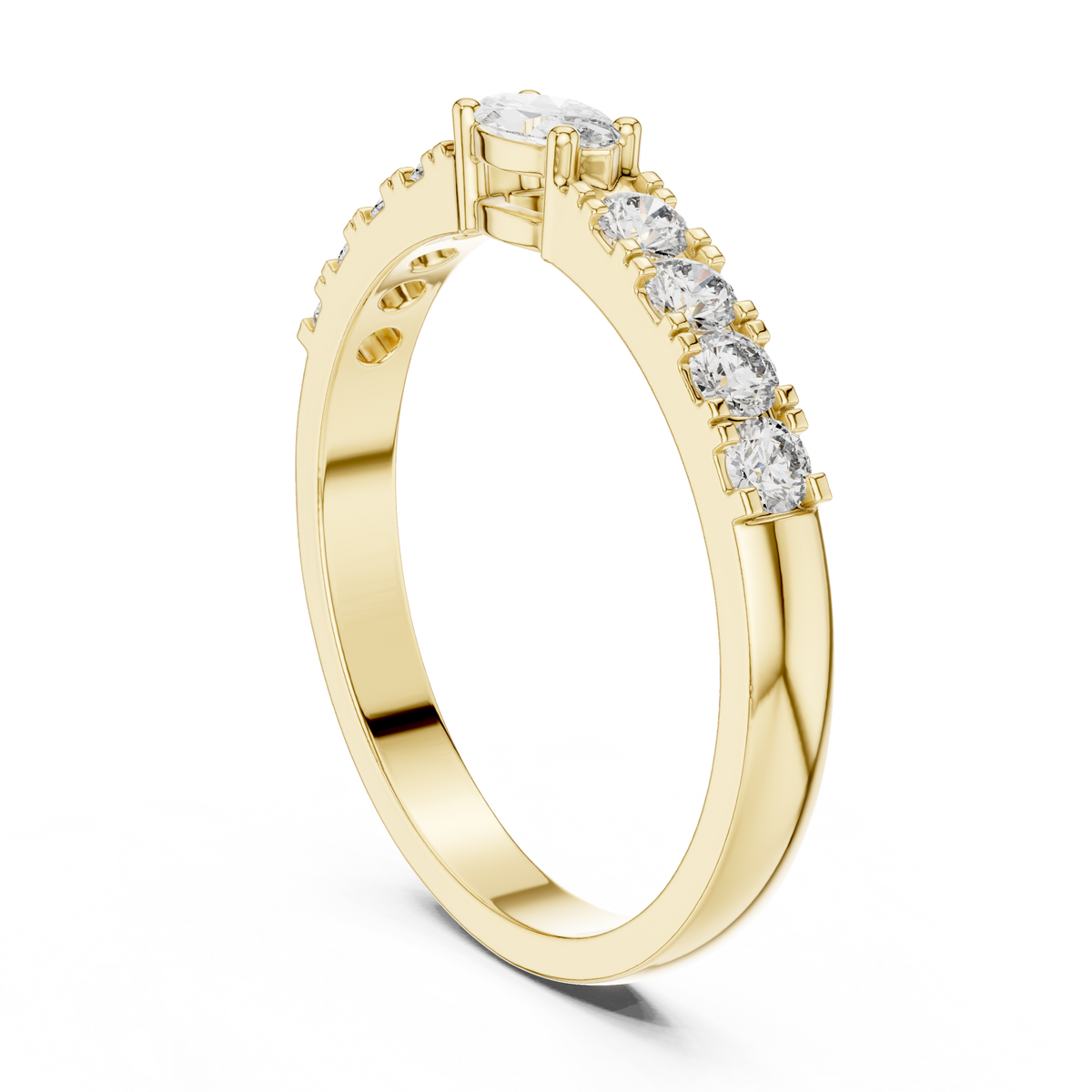 Gold Solitaire Pave Marquise Lab Grown Diamond Zyara Ring