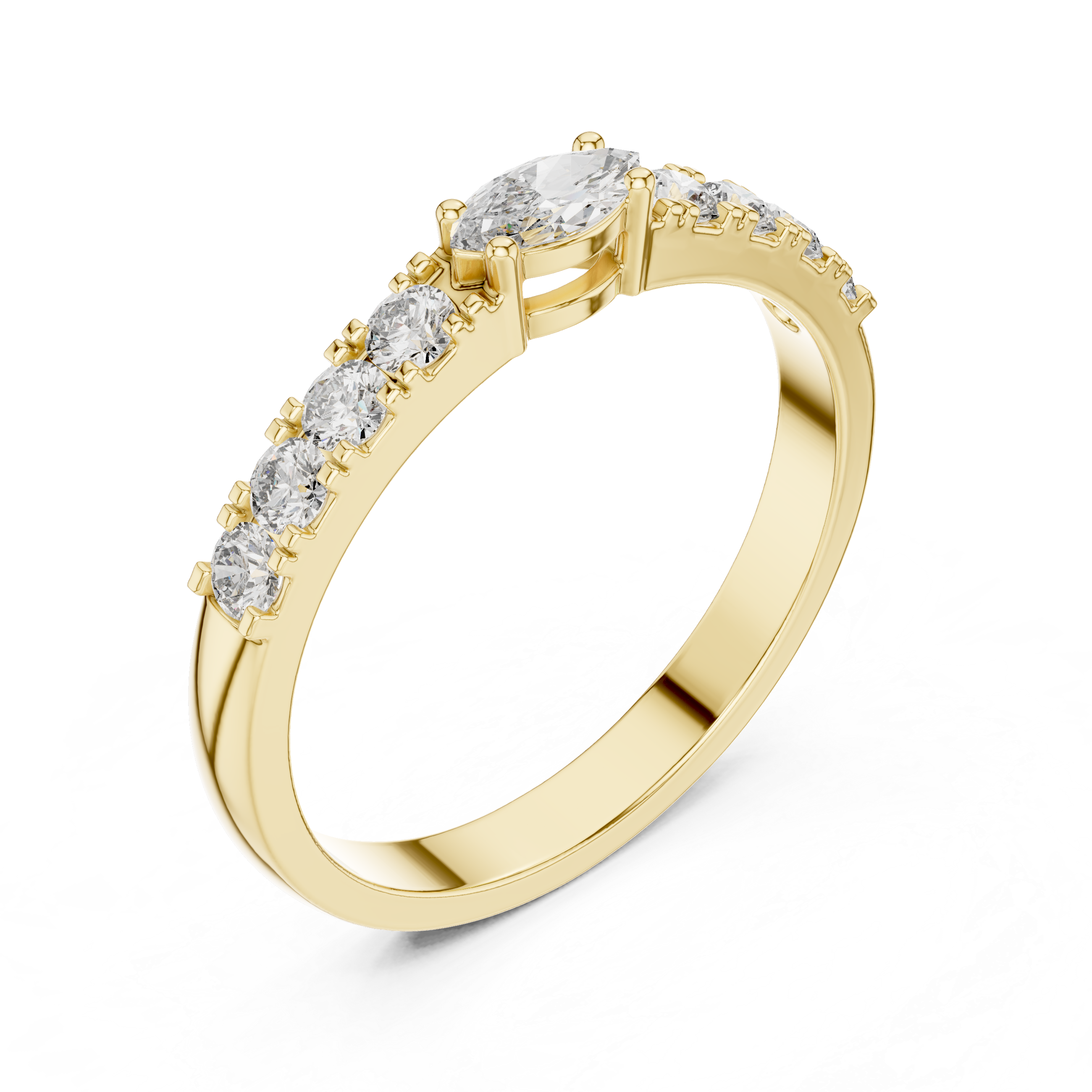 Gold Solitaire Pave Marquise Lab Grown Diamond Zyara Ring