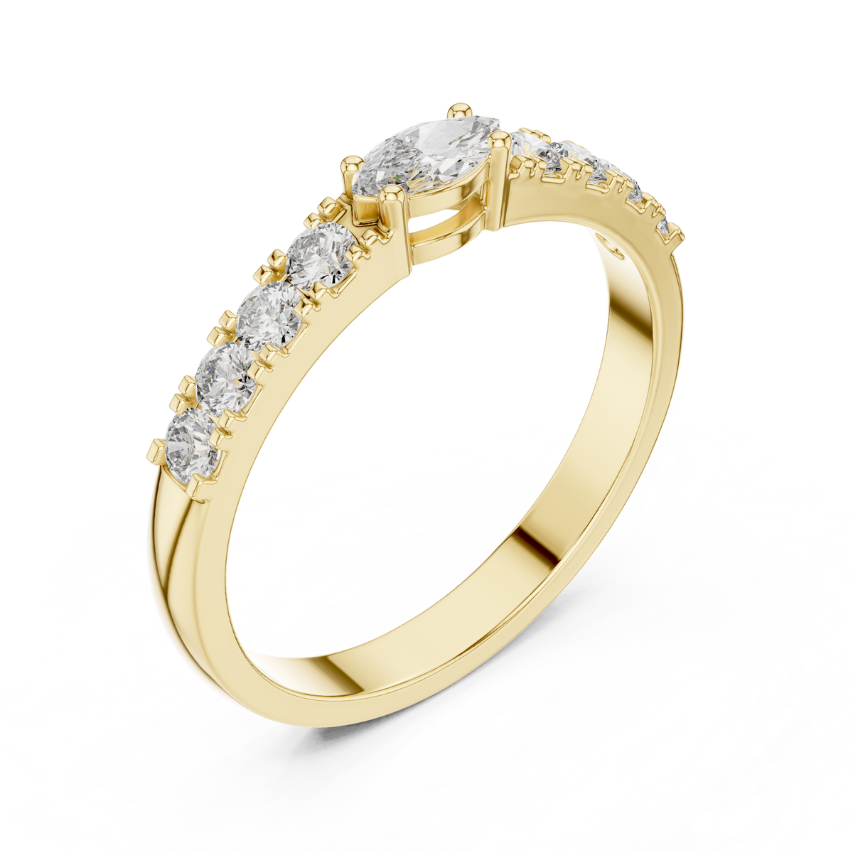 Gold Solitaire Pave Marquise Lab Grown Diamond Zyara Ring