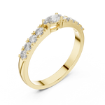 Gold Solitaire Pave Marquise Lab Grown Diamond Zyara Ring