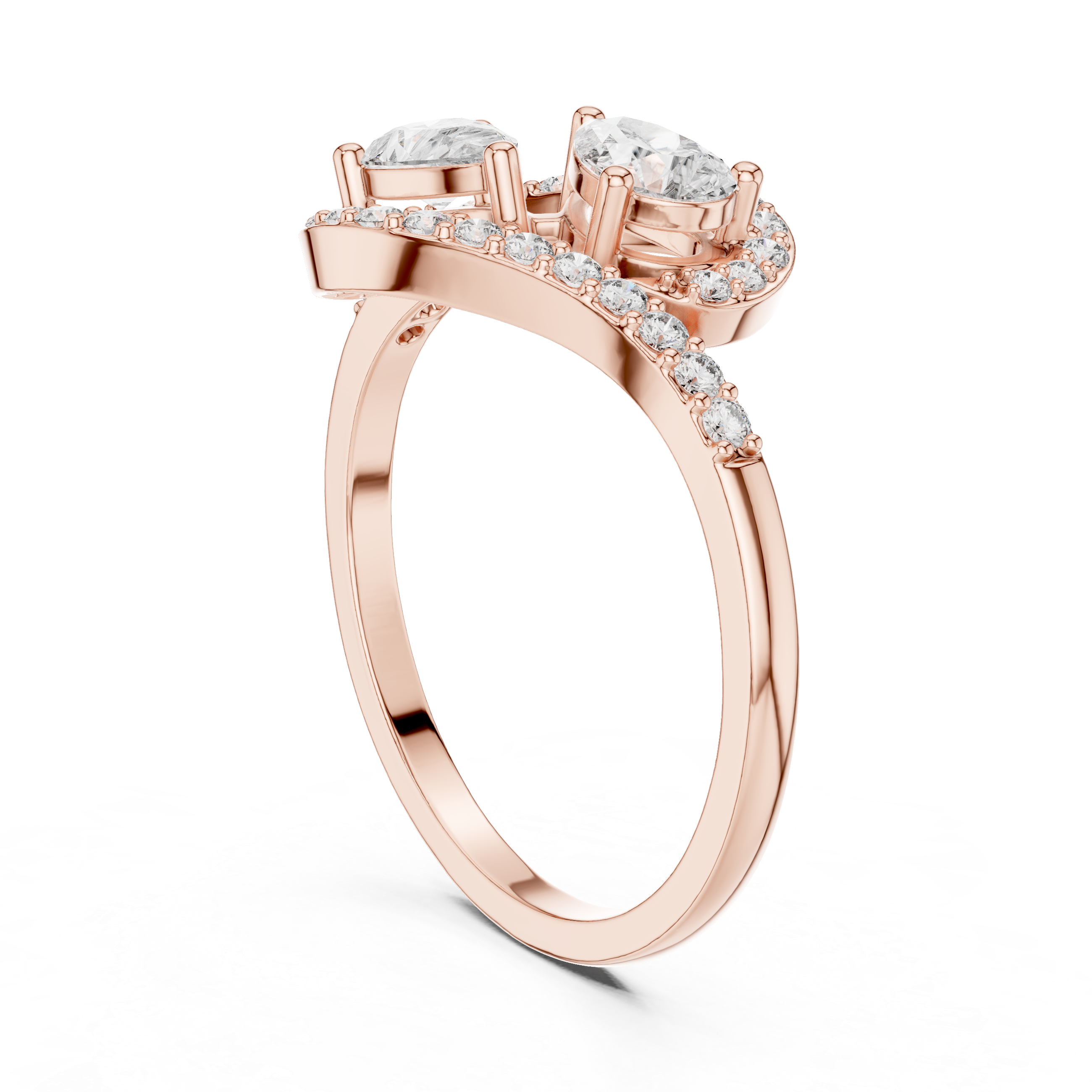 Gold Split Halo Pear Lab Grown Diamond Kavex Ring