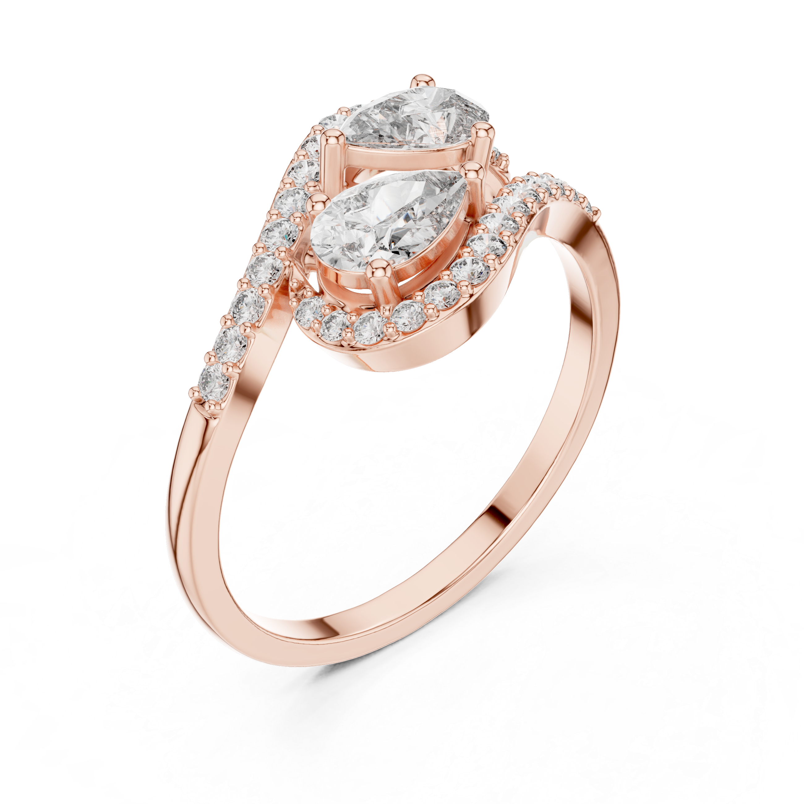 Gold Split Halo Pear Lab Grown Diamond Kavex Ring