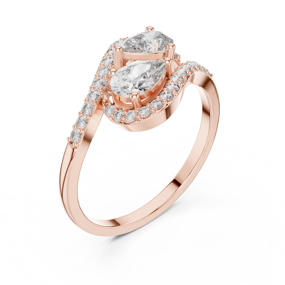Gold Split Halo Pear Lab Grown Diamond Kavex Ring