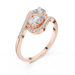 Gold Split Halo Pear Lab Grown Diamond Kavex Ring