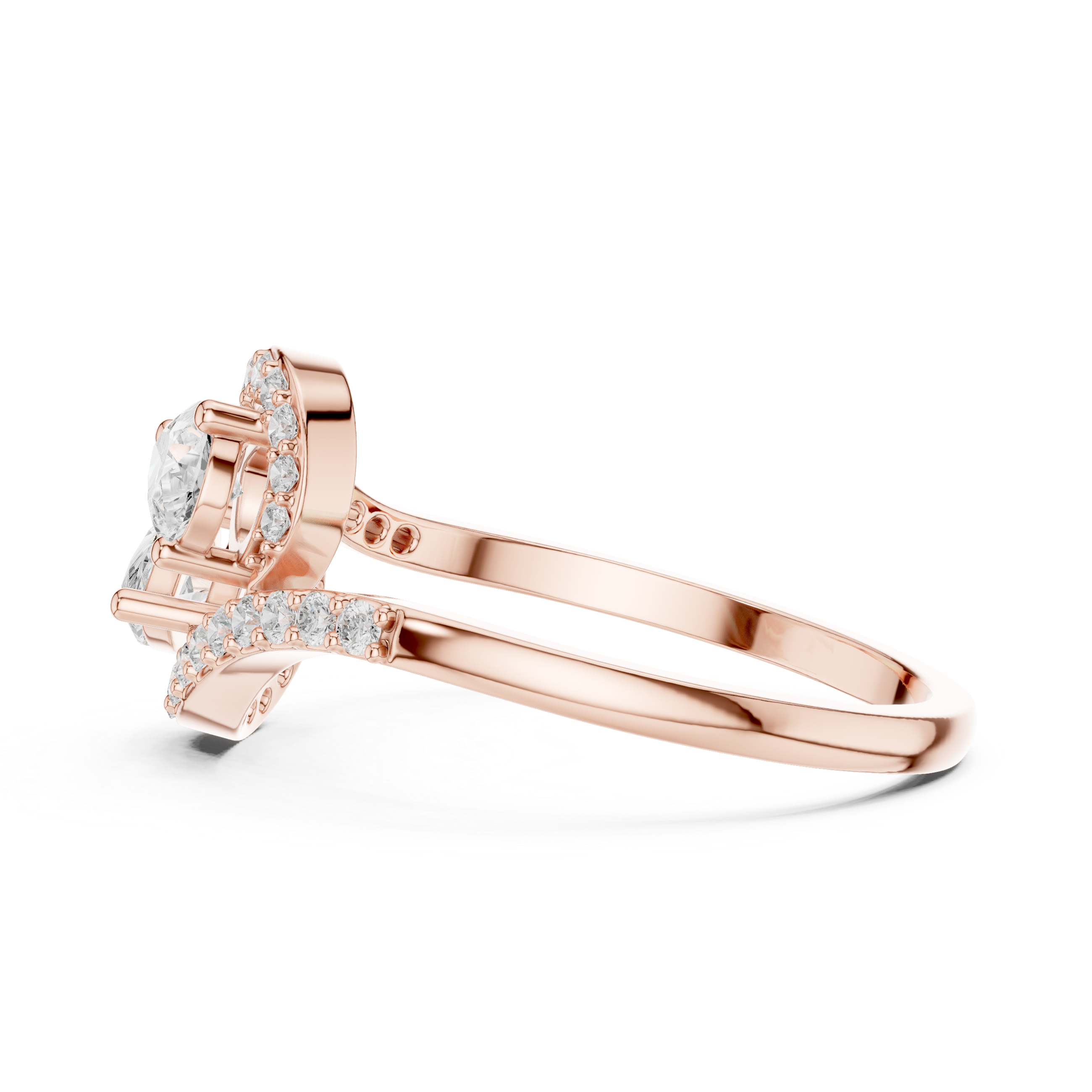 Gold Split Halo Pear Lab Grown Diamond Kavex Ring